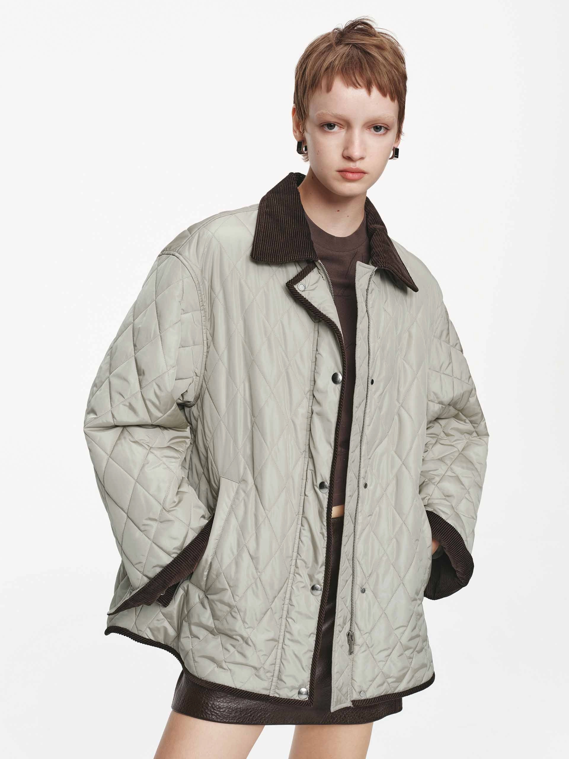 Contrast Detail Quilted Down Jacket