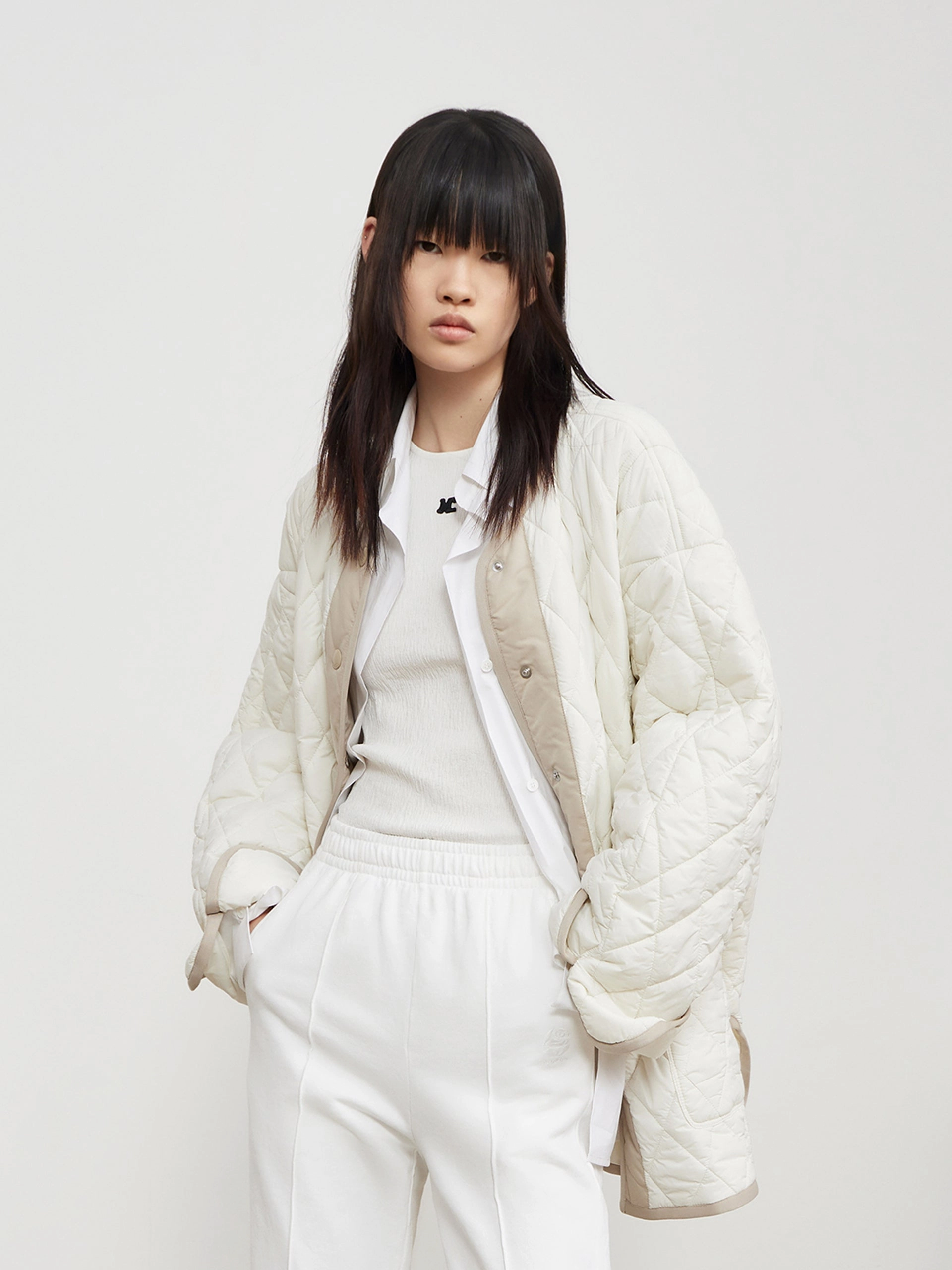 Contrast Plaid Midi Coat