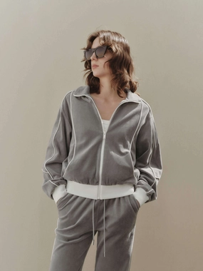 Contrast Seam Zipped Jacket Contrast Seam Zipped Jacket