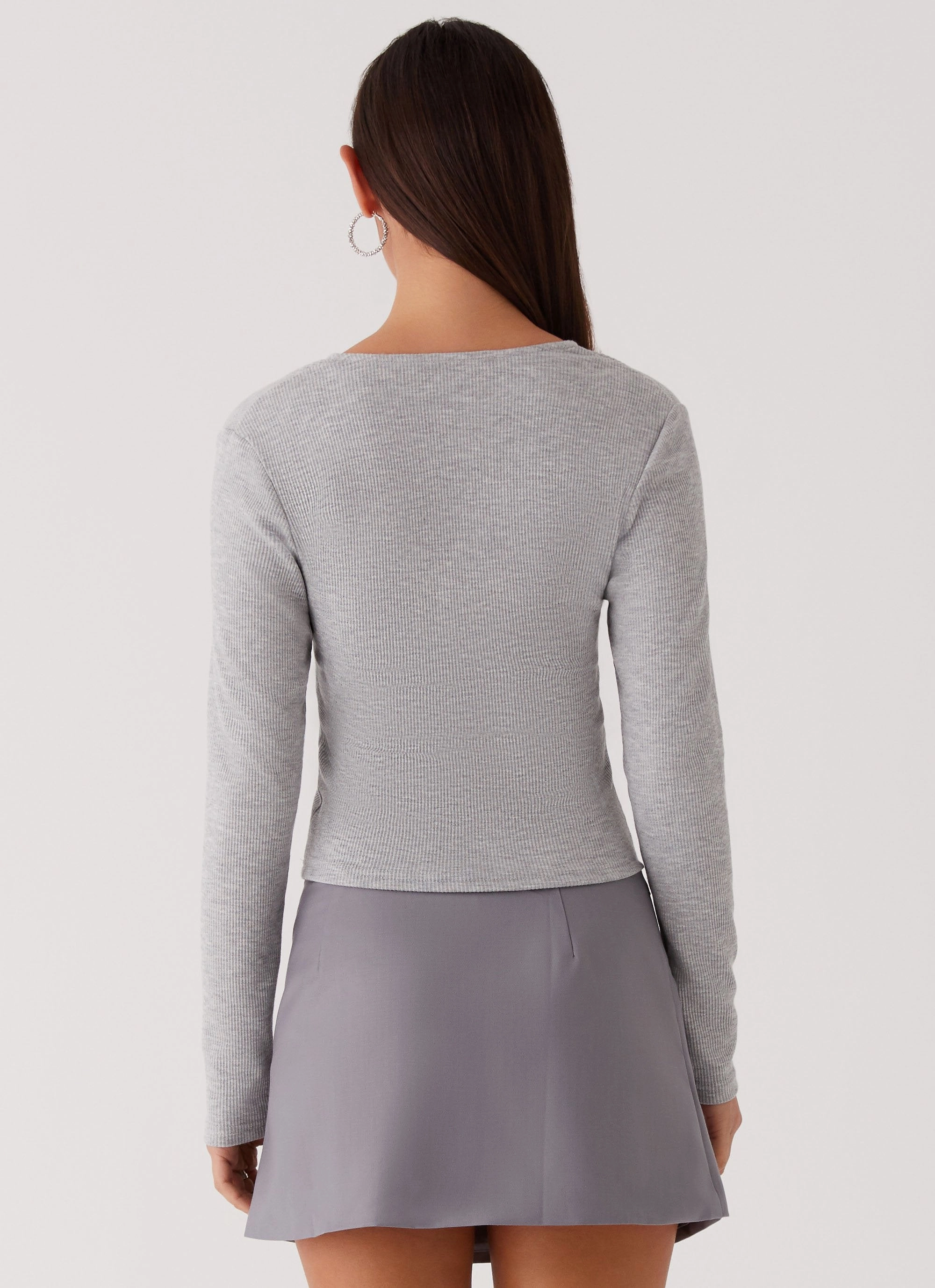 Kellie Knit Long Sleeve Top - Grey MeshPanelIntegration MoistureWicking Technology