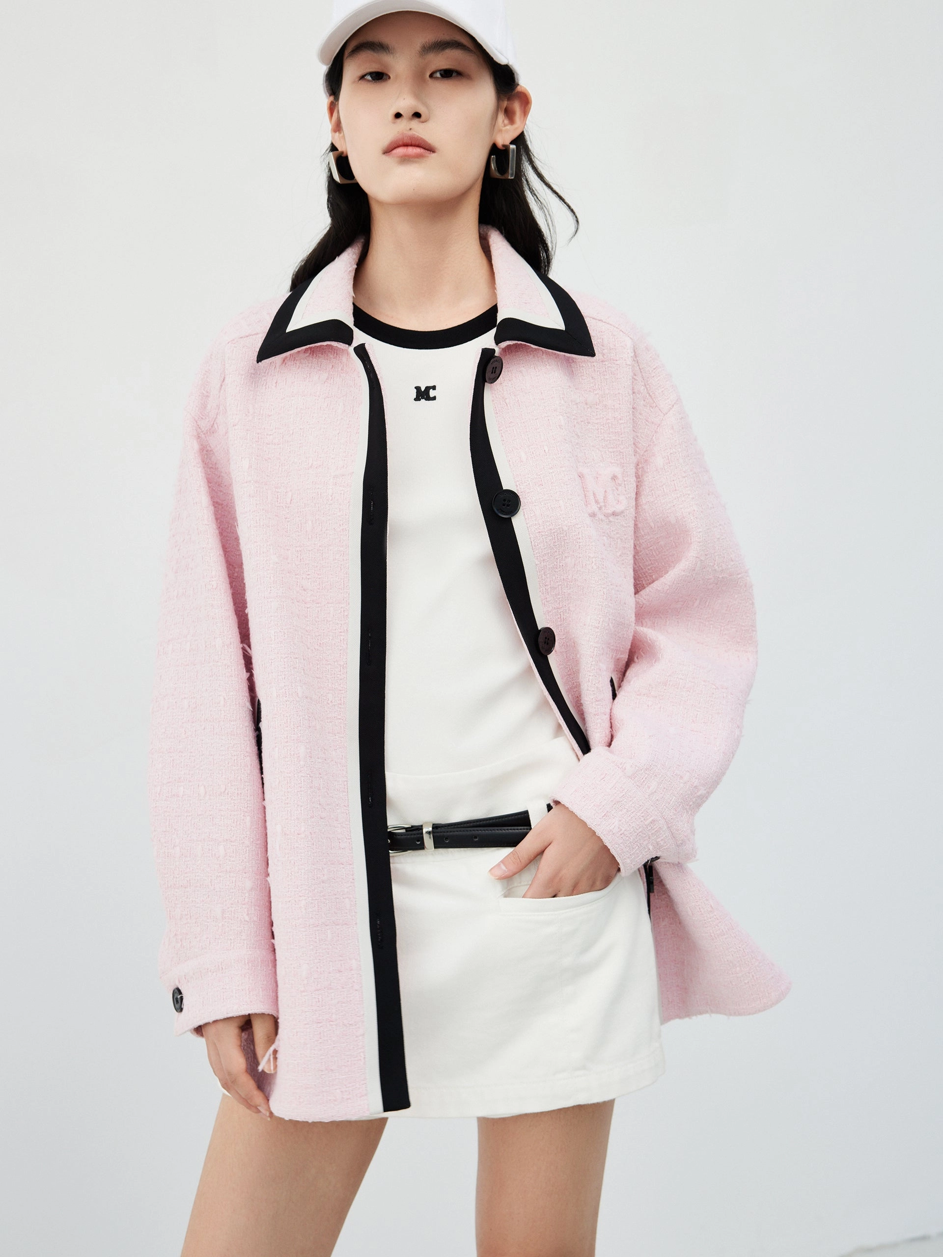 Contrast Tweed Shirt Jacket