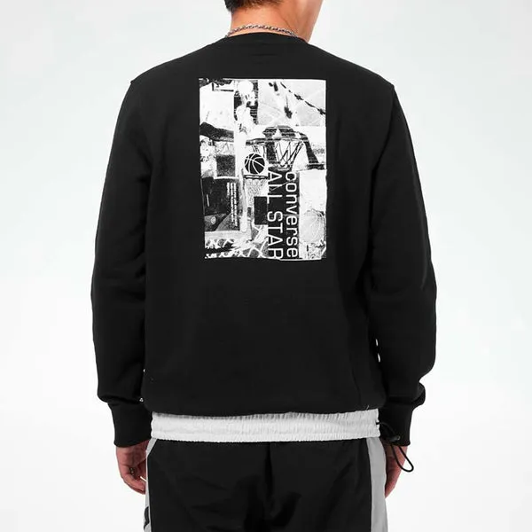 Converse Mixing Round-neck Sweater Men Black, black