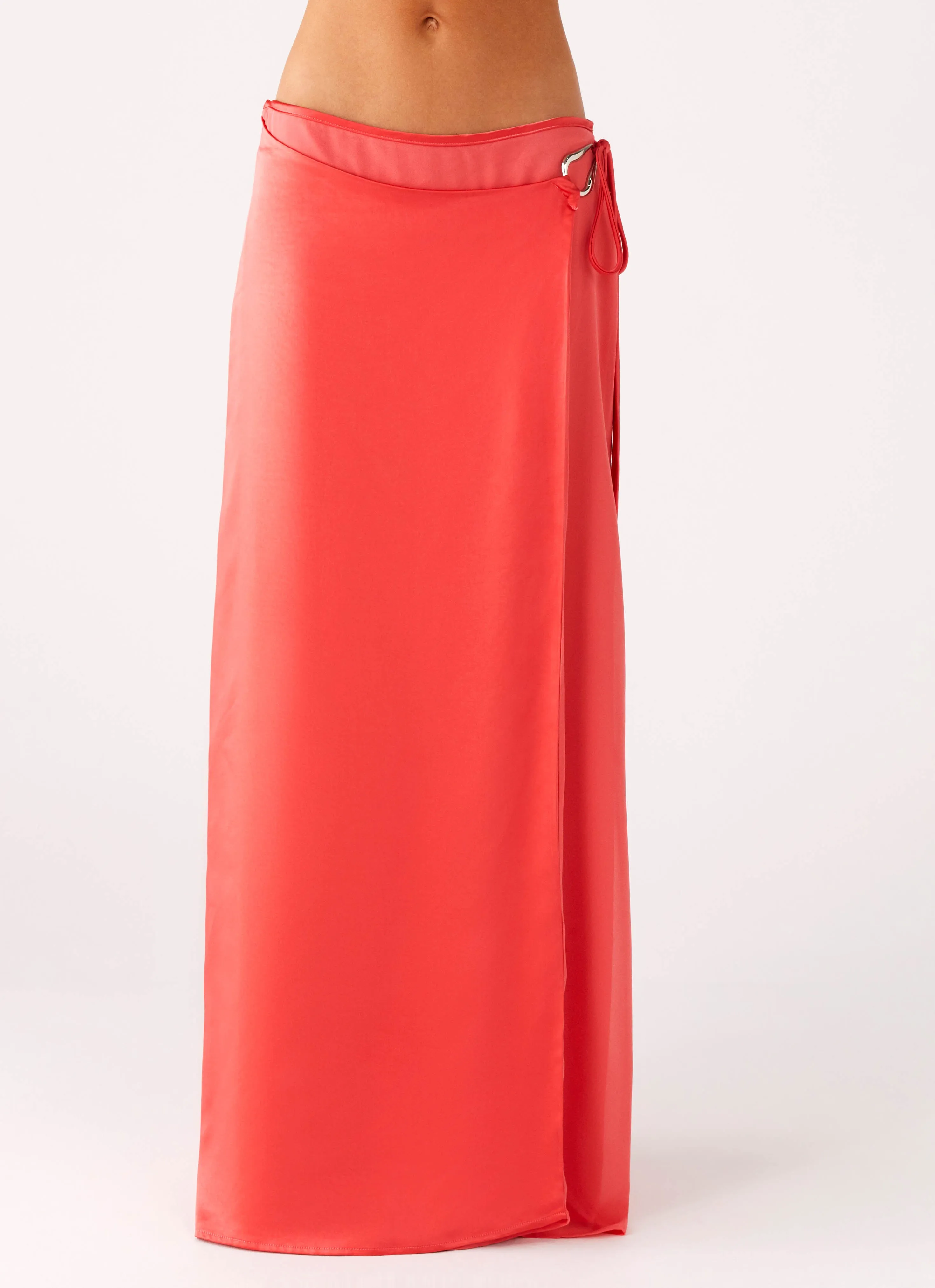 Urban Fashion Pollie Wrap Maxi Skirt - Coral
