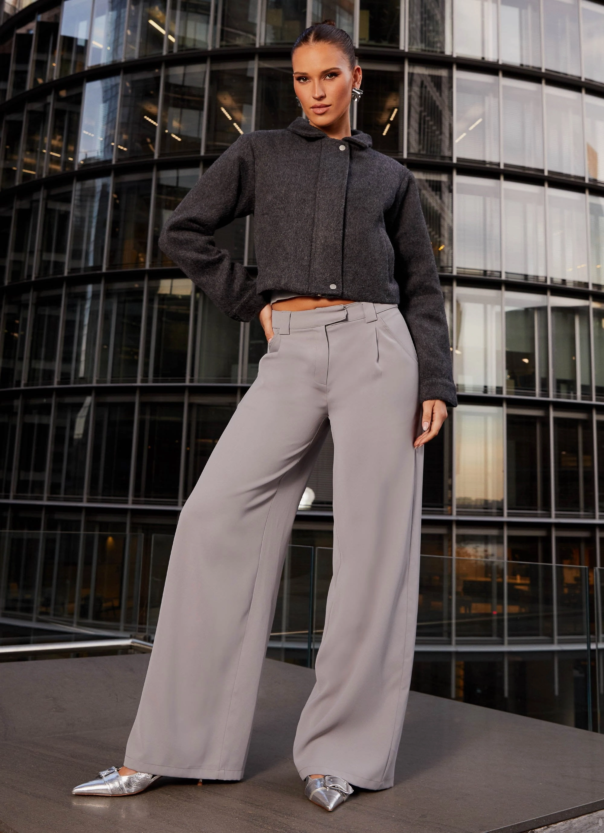 Cozy Fit Stylish Tank Lexi Jayde Wool Zip Jacket - Dark Grey