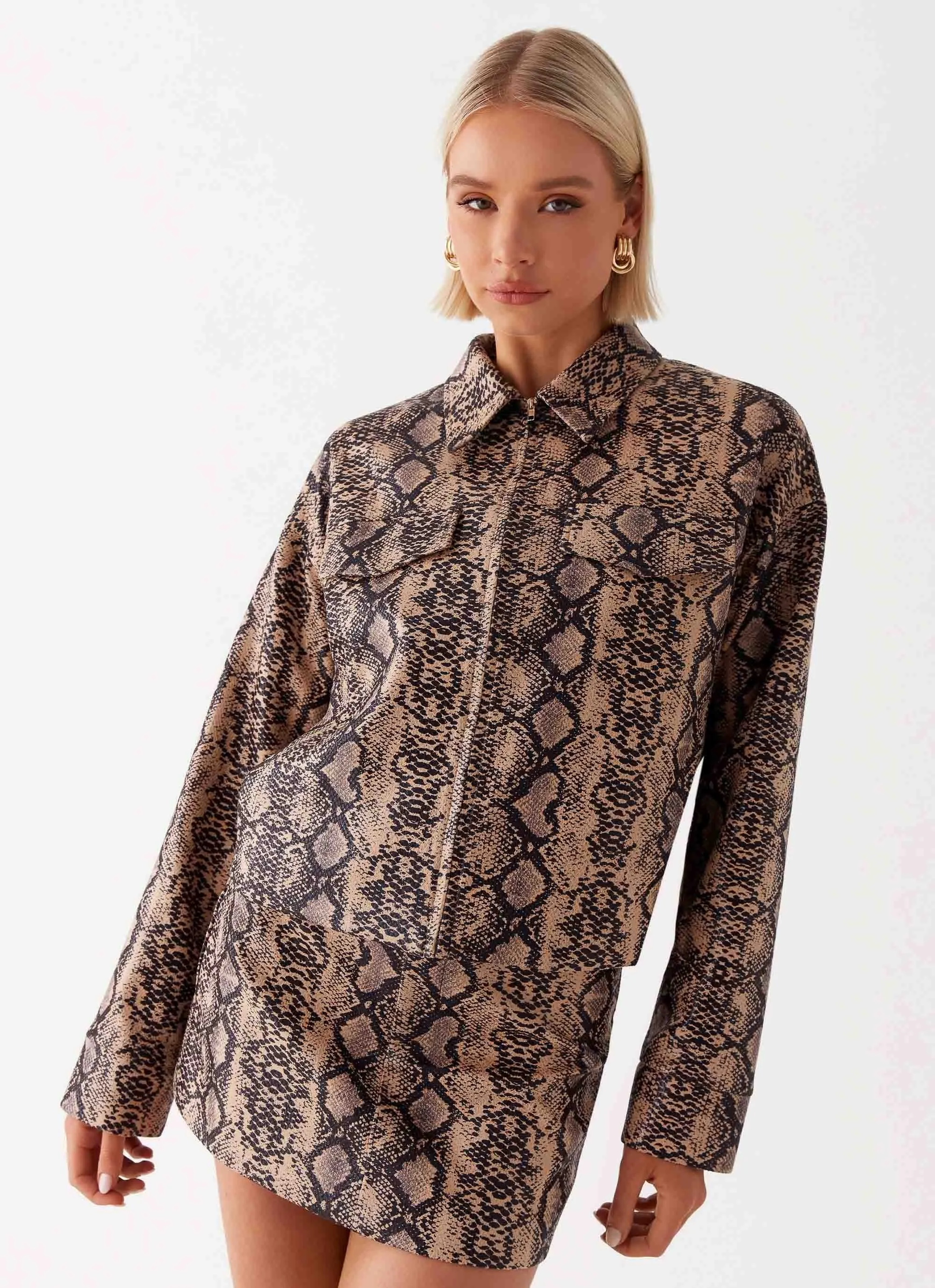 Bethany Mini Skirt - Snake Moisture Wicking Textile