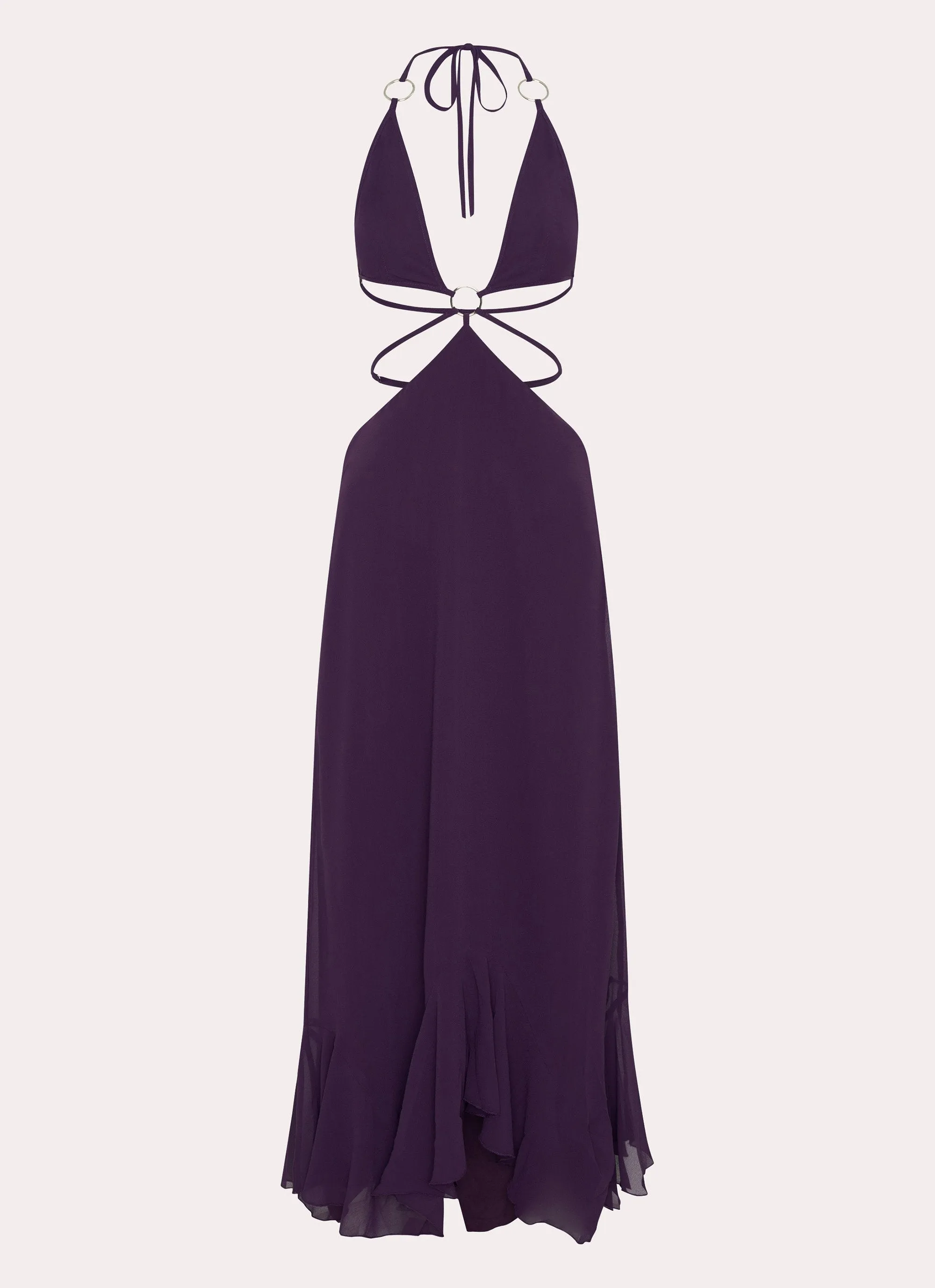 Bronx Halterneck Maxi Dress - Mulberry Bold colors Brushed Inner Lining