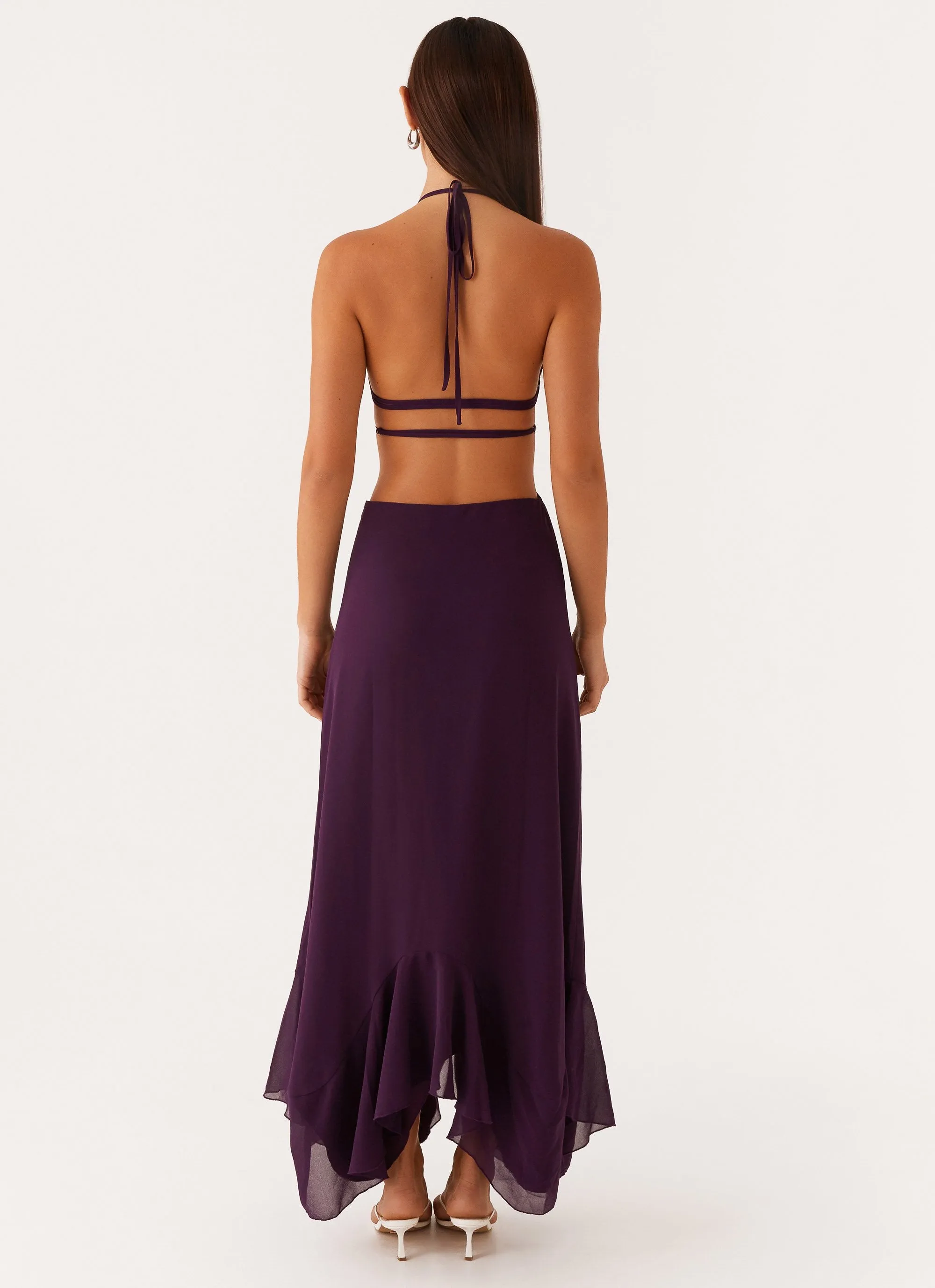 Pocket Detailing Weekend Outing Bronx Halterneck Maxi Dress - Mulberry