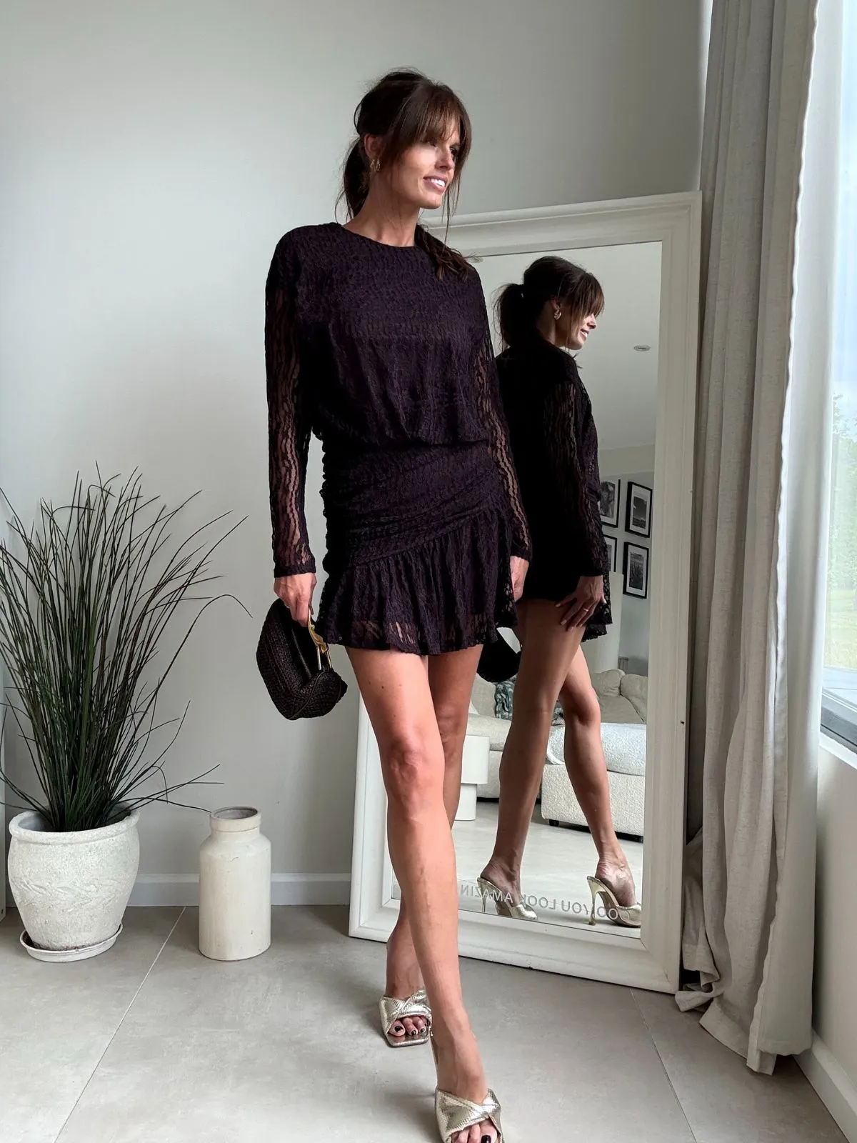 Kiki Lace Mini Dress in Chocolate brown Perfect for Travel Shade Glow