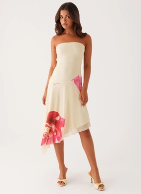 Cool apparel Mariposa Midi Dress - Orchid Yellow Feminine Design Mariposa Midi Dress - Orchid Yellow