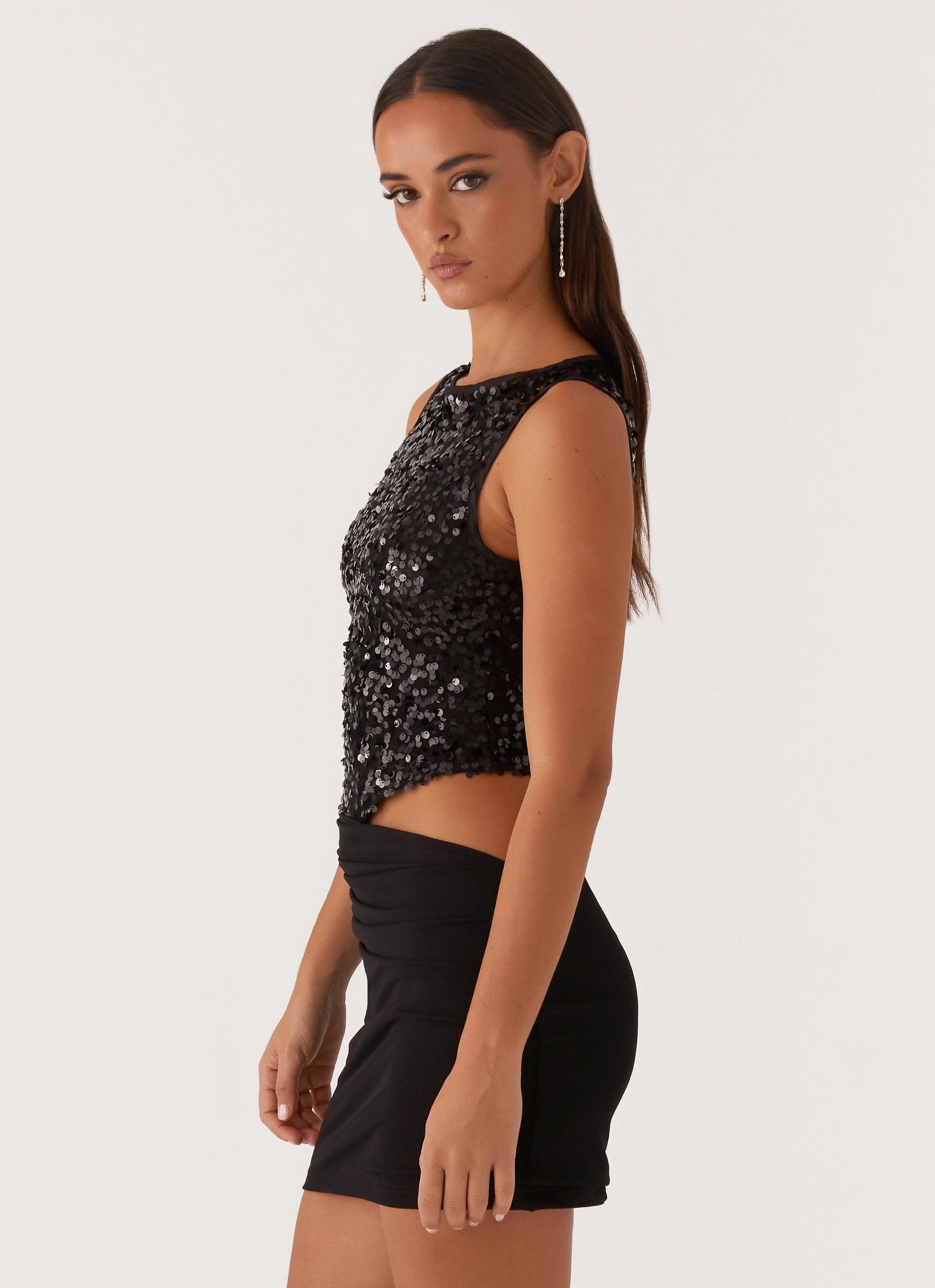 Superstition Sequin Mini Dress - Black Moment Glow
