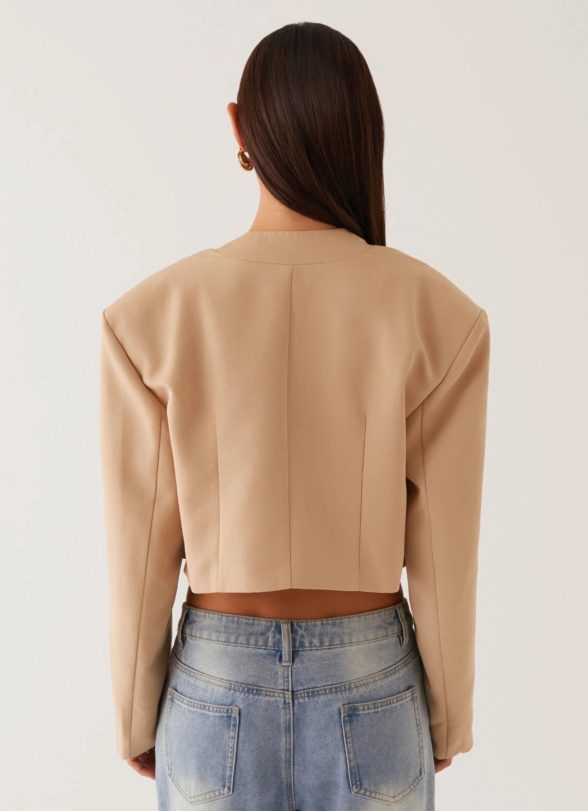 Halyn Cropped Bomber Jacket - Brown Temperature Regulating Lining