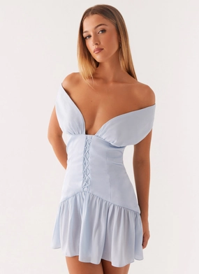 Dear Diary Mini Dress - Pastel Blue Calm Touch