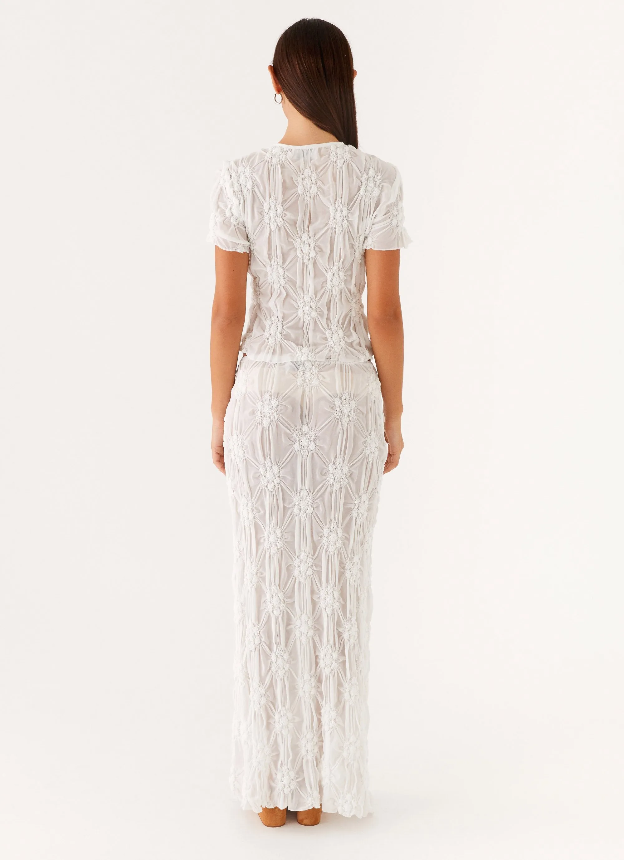 Autumn Stroll Effortlessly Low Rise Maxi Skirt - Ivory