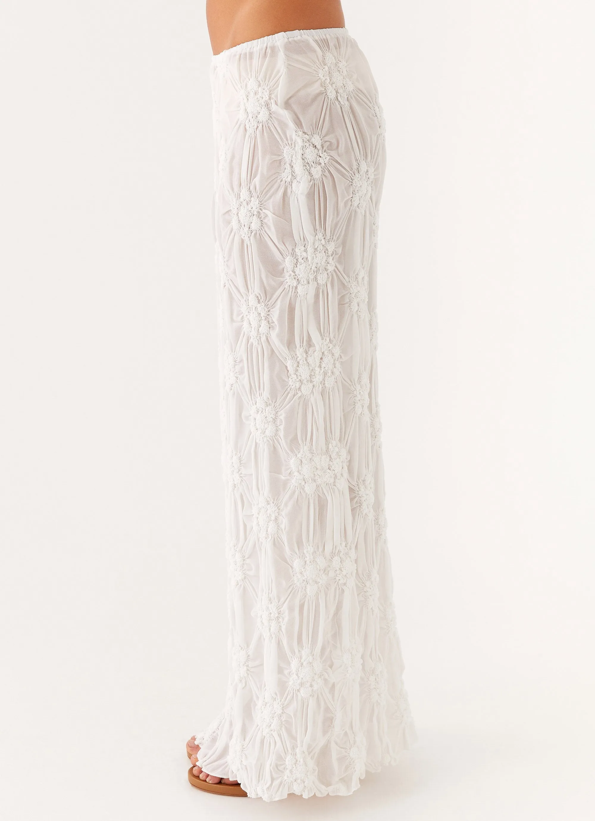 Breezy Flow Effortlessly Low Rise Maxi Skirt - Ivory