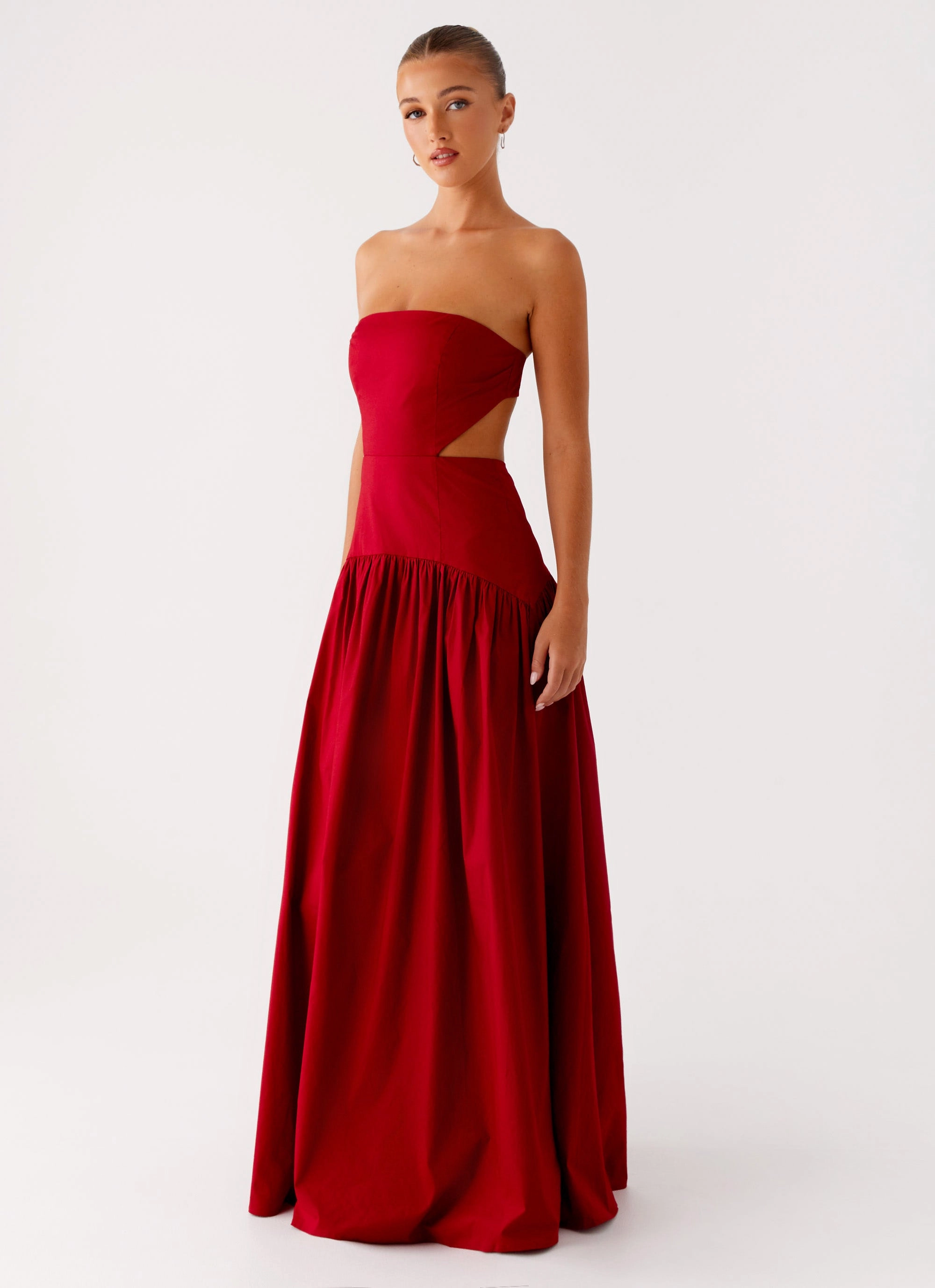 Evening Ready Bishop-Sleeve Aamari Maxi Dress - Red