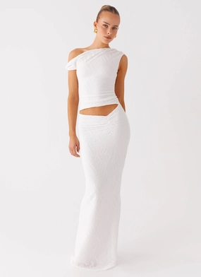 Comfy Wear Silky Silhouette Galantis One Shoulder Maxi Dress - White