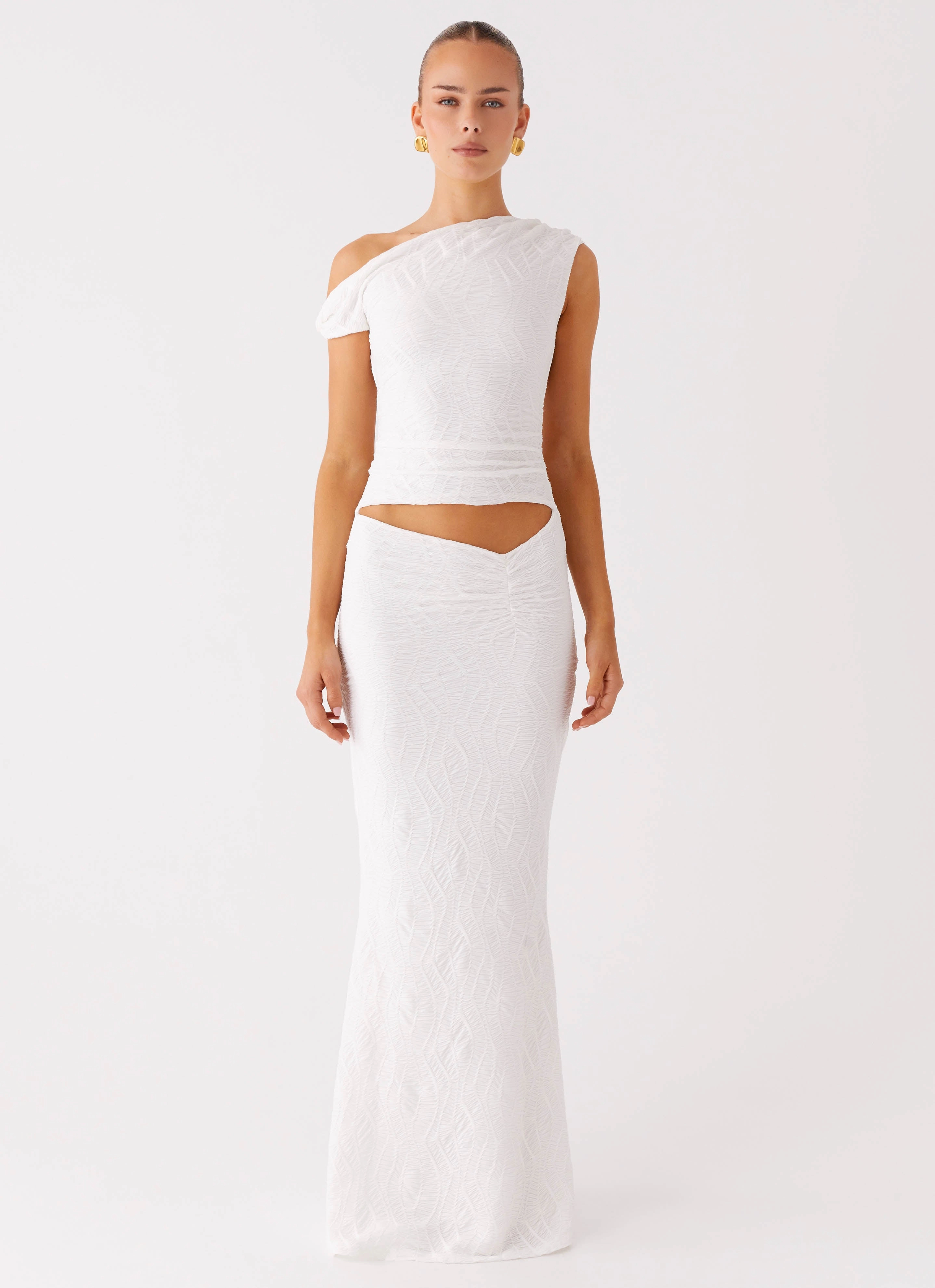 Fluid movement Galantis One Shoulder Maxi Dress - White