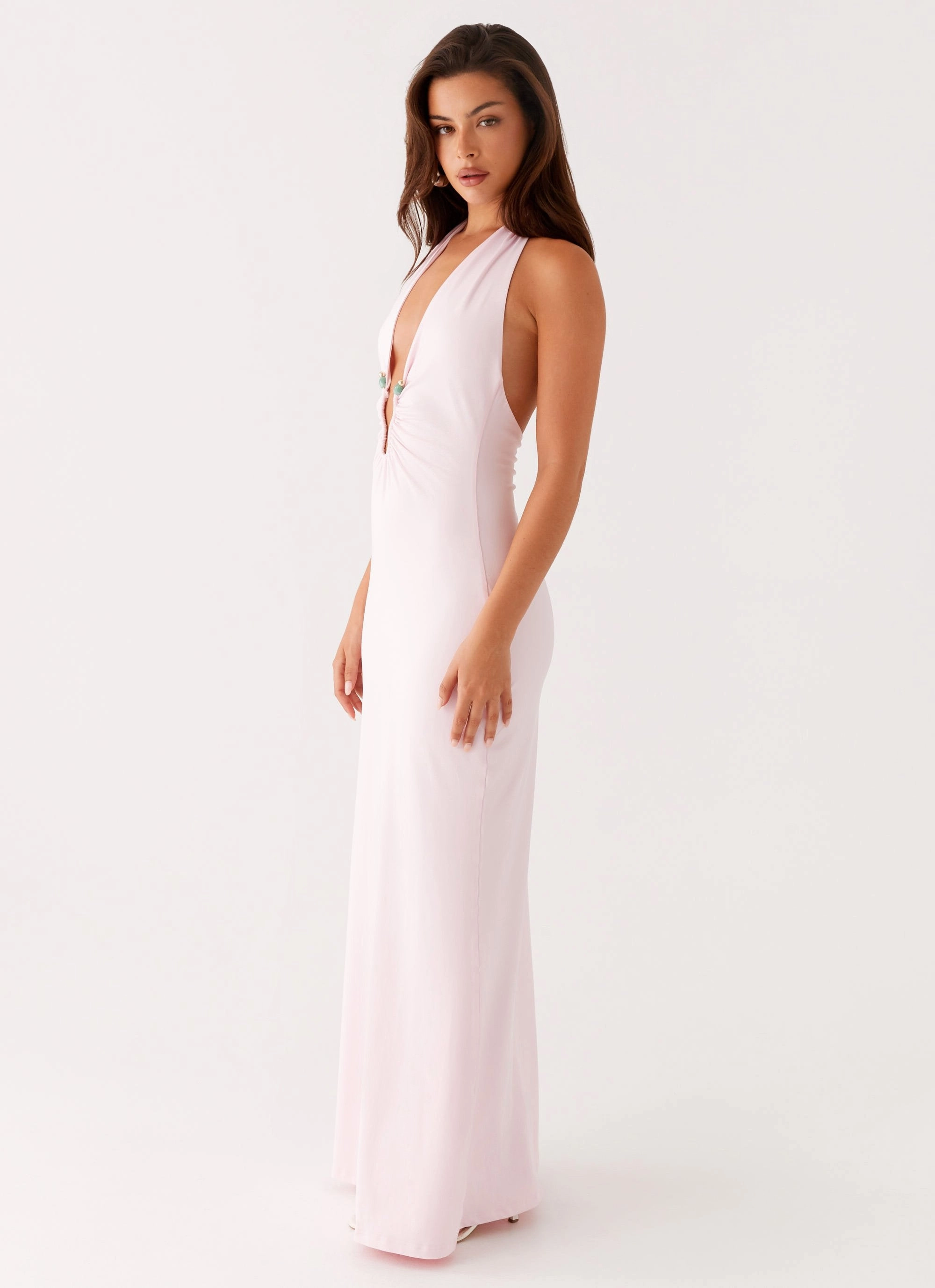 Nicola Maxi Dress - Pink Tonal-Stitching Fit Focused