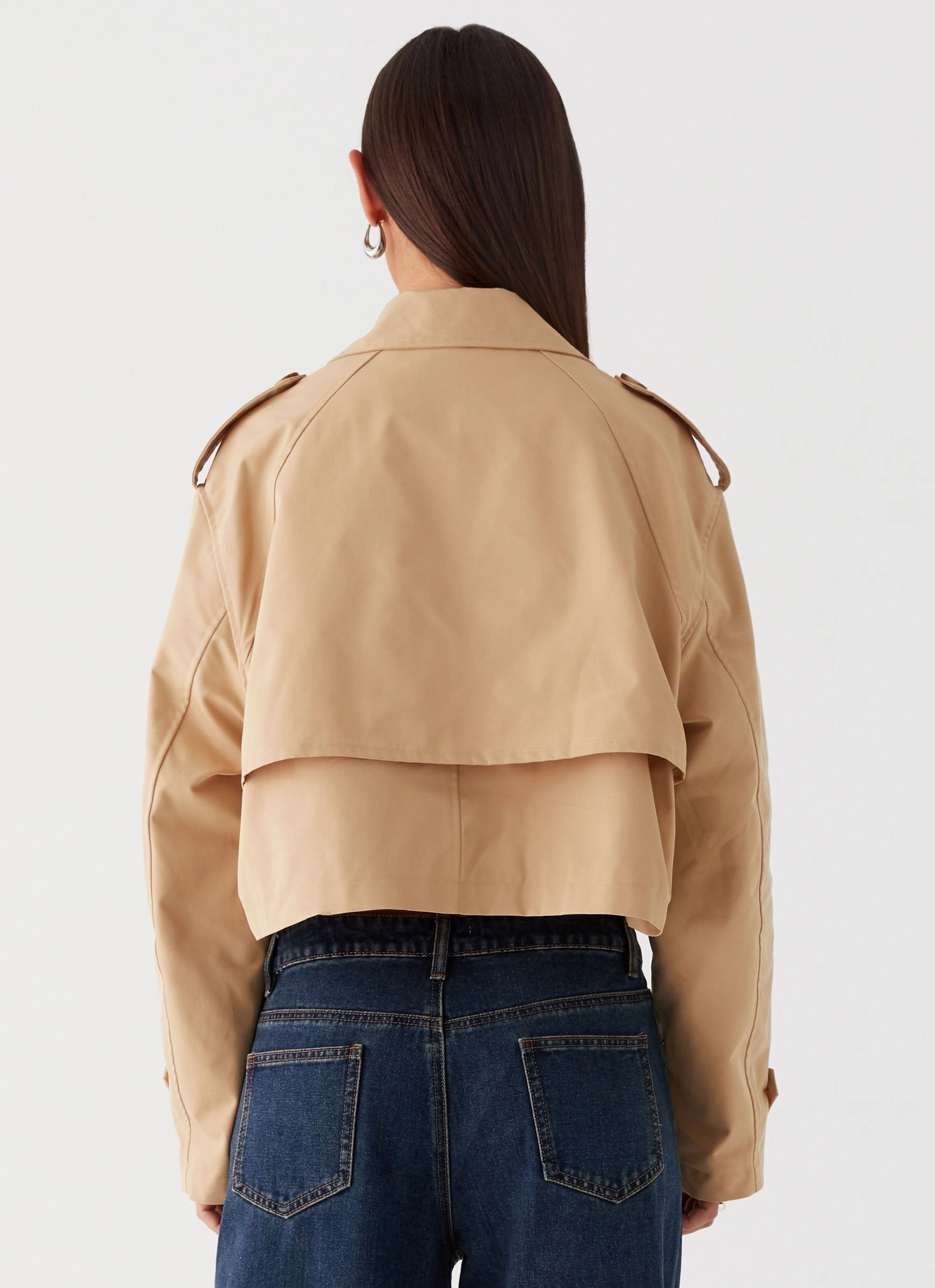 Secure Closure System Teddie Cropped Trench Coat - Camel