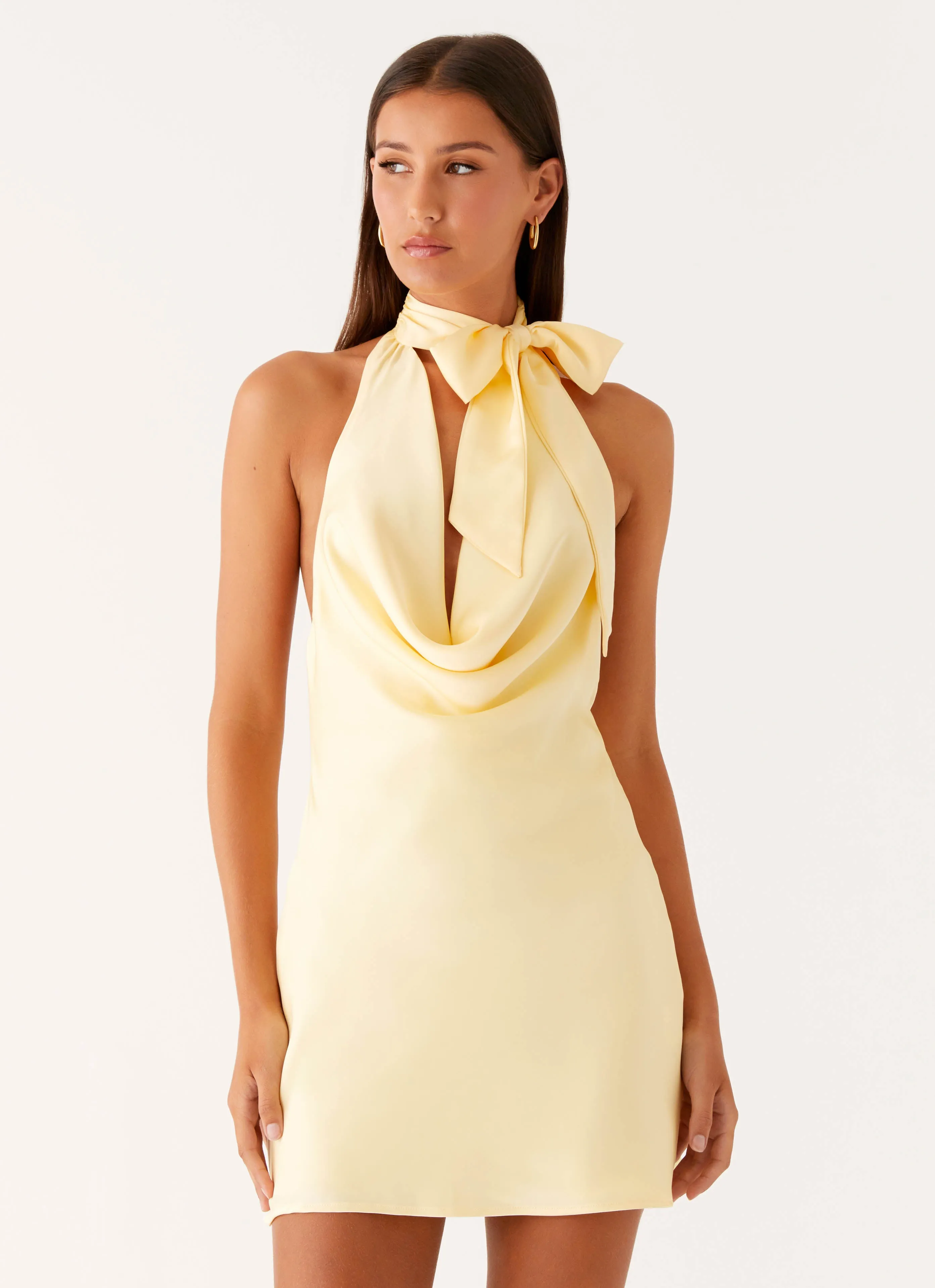 Cory Cowl Scarf Mini Dress - Sunny Yellow Premium Finish Weekend Adventure