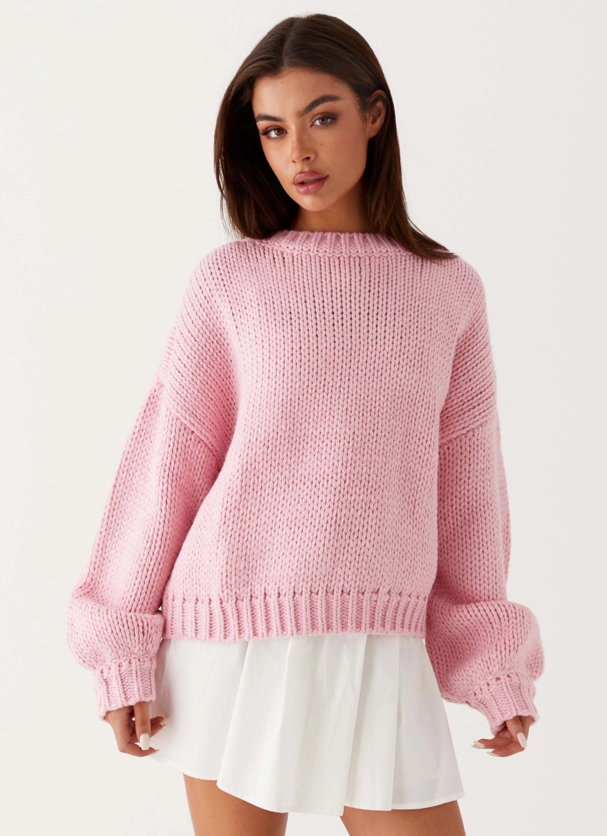 Costella Knit Sweater - Pink DoubleLayeredEdges