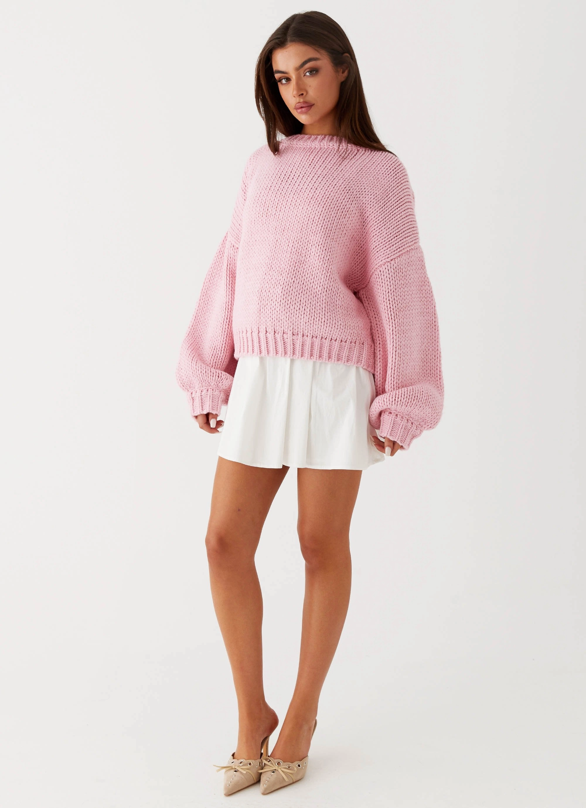 Office Wear Hypoallergenic Fibers Costella Knit Sweater - Pink
