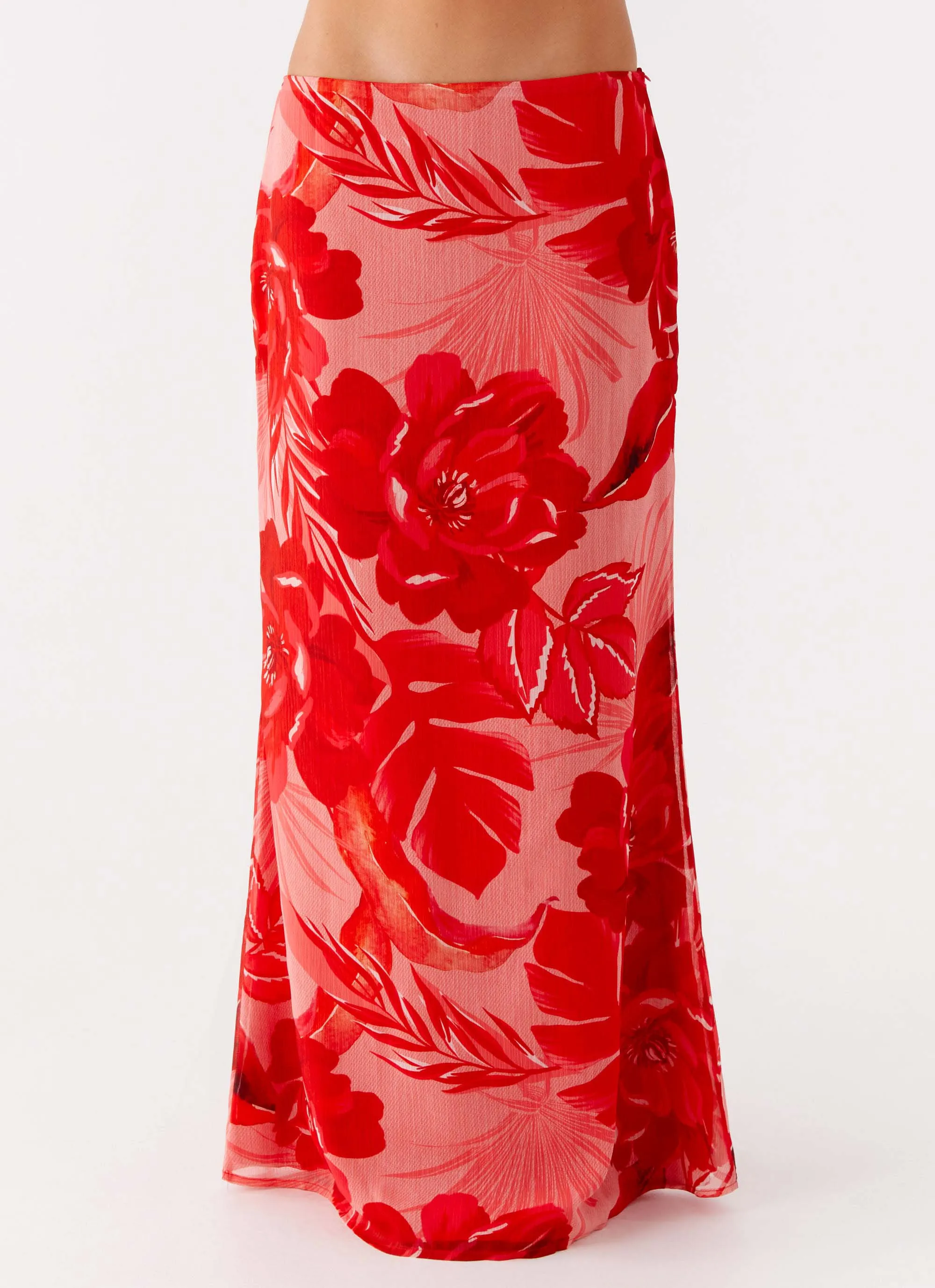 Simple Motion Soulful Low Rise Maxi Skirt - Sicily Sunsets Print