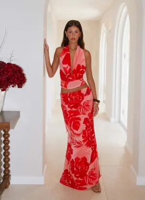 Soulful Low Rise Maxi Skirt - Sicily Sunsets Print light feel Everyday Look