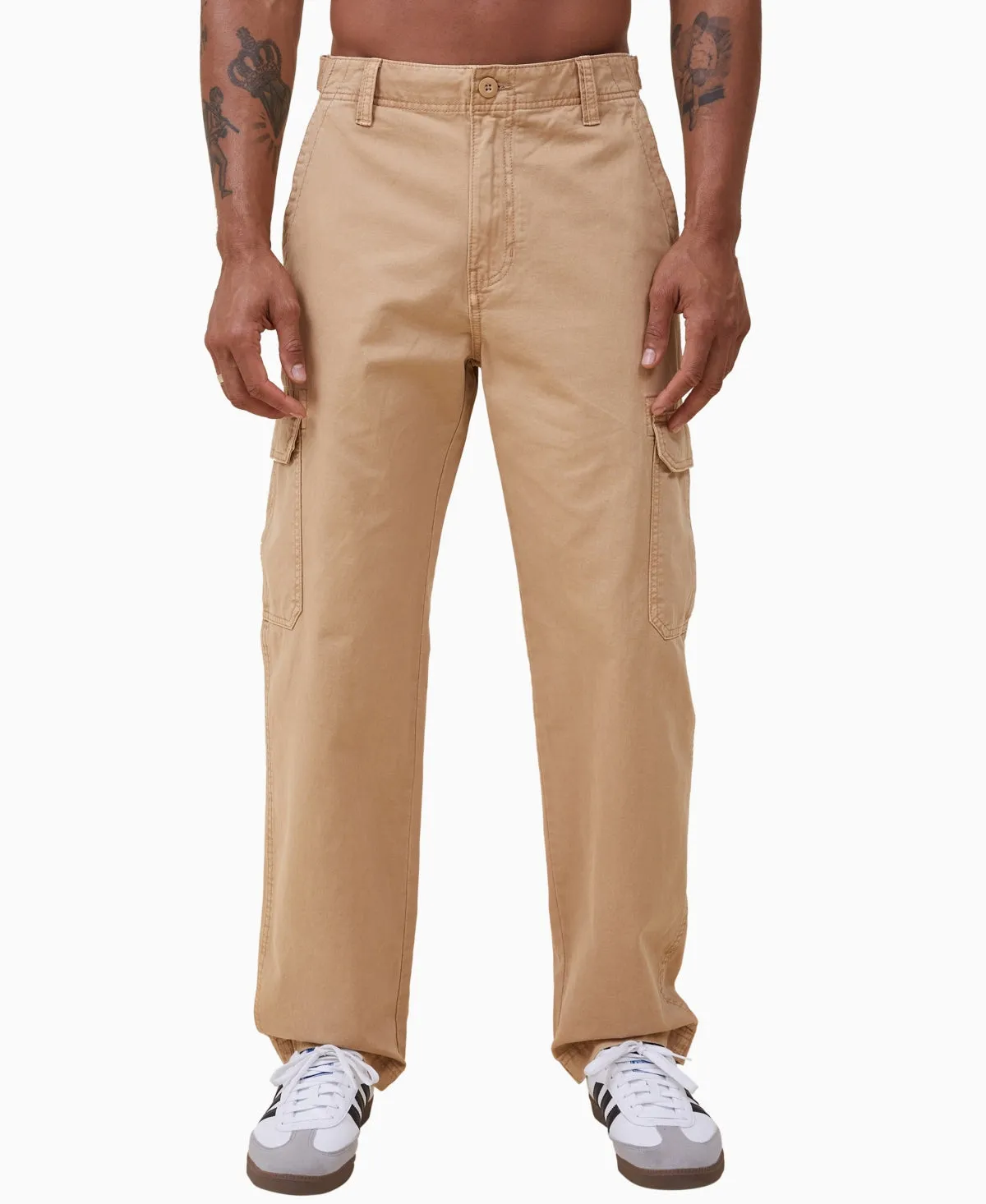 Cotton On Mens Tactical Cargo Pants Vintage Mustard Twill Beige 32 x 30