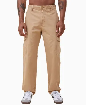 Cotton On Mens Tactical Cargo Pants Vintage Mustard Twill Beige 32 x 30
