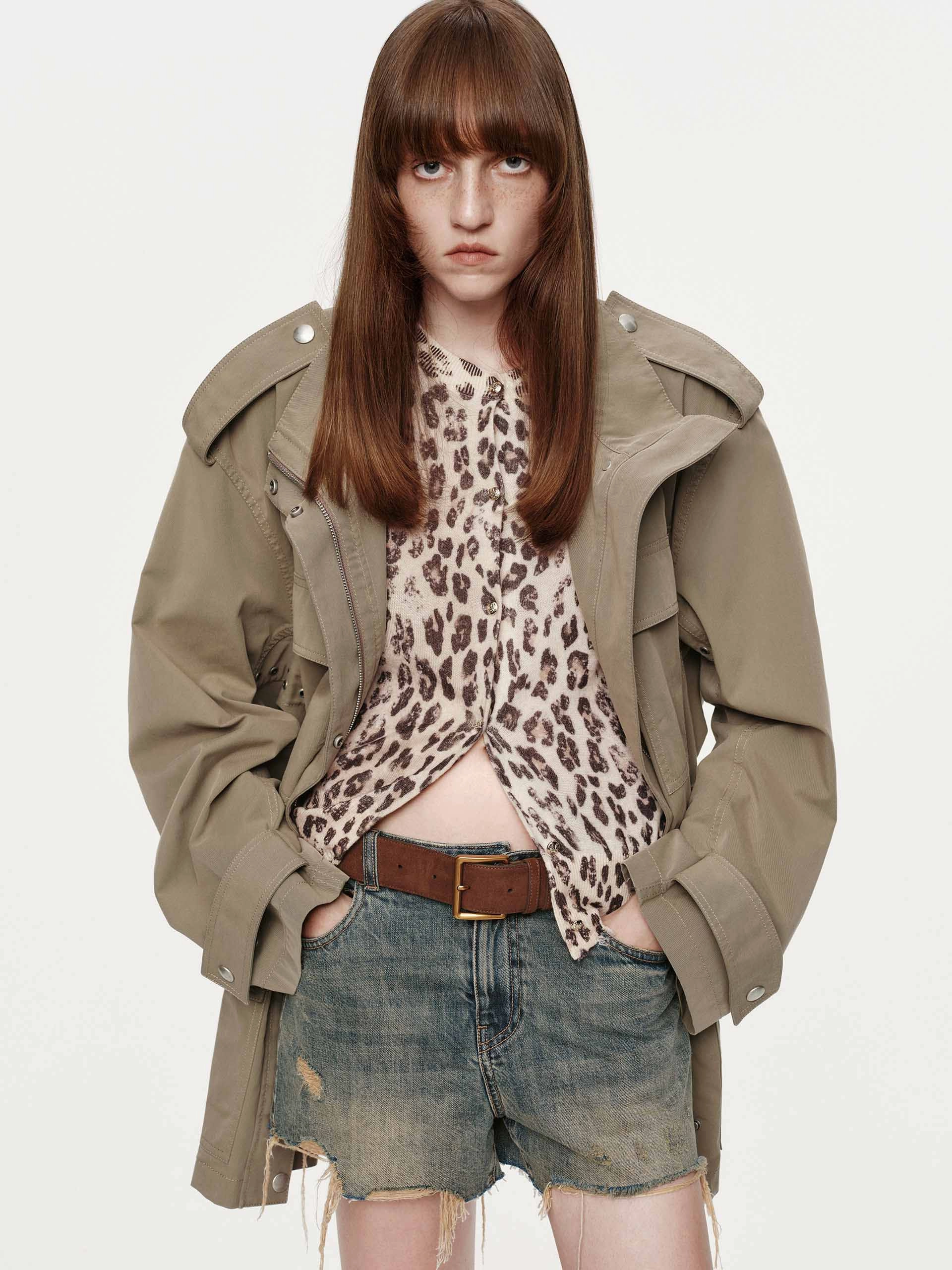 Cotton Blend Cargo Coat