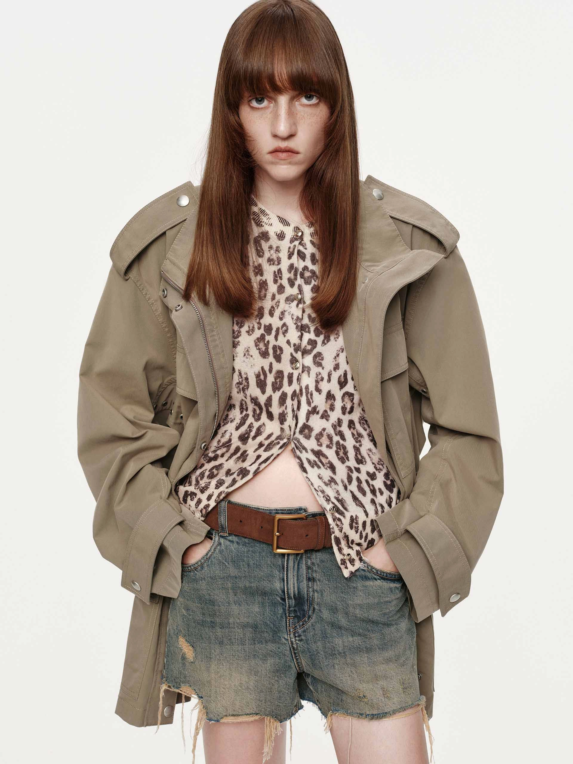 Cotton Blend Cargo Coat