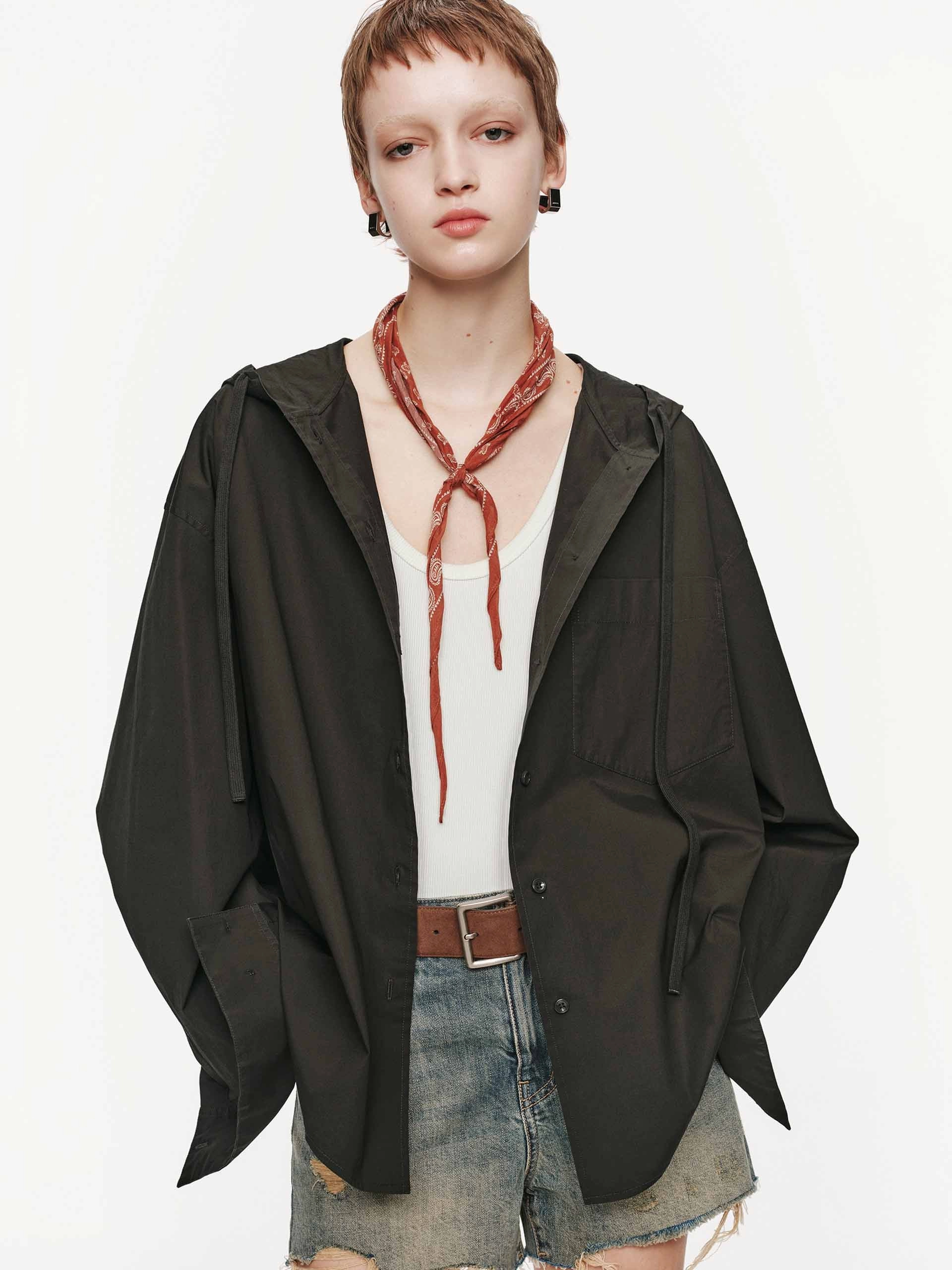 Cotton Blend Hooded Jacket