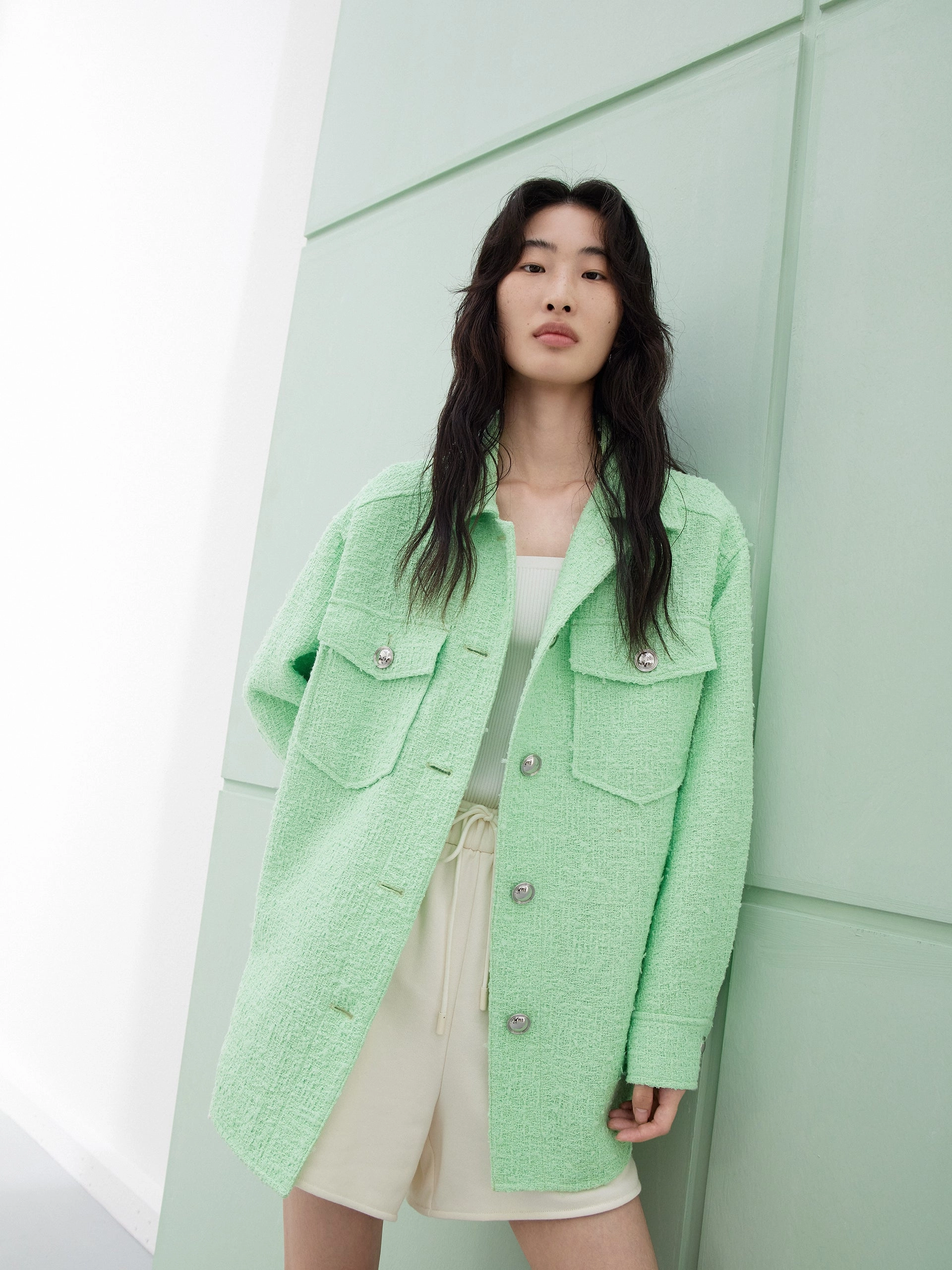 Cotton Blend Tweed Jacket