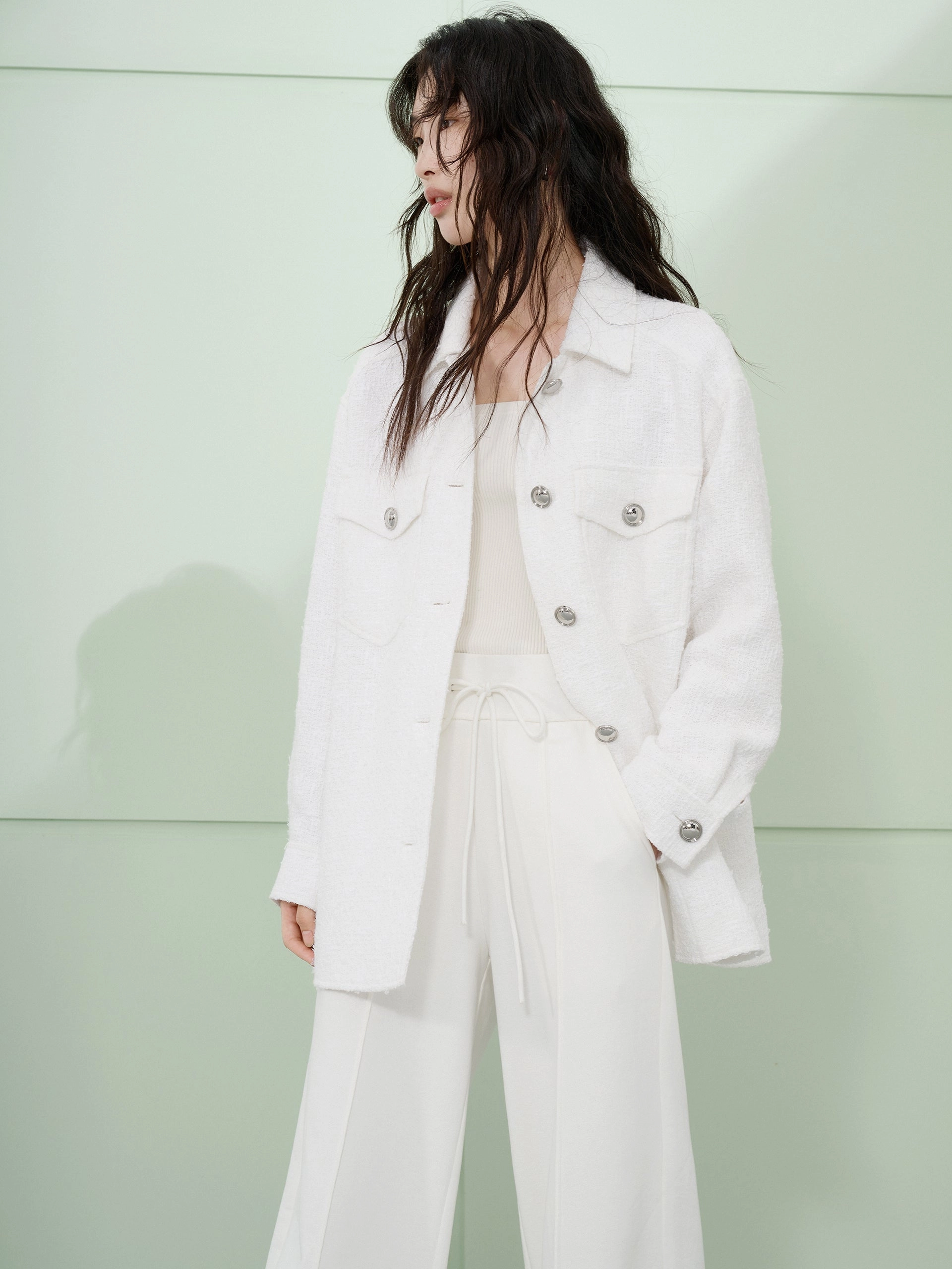 Cotton Blend Tweed Jacket