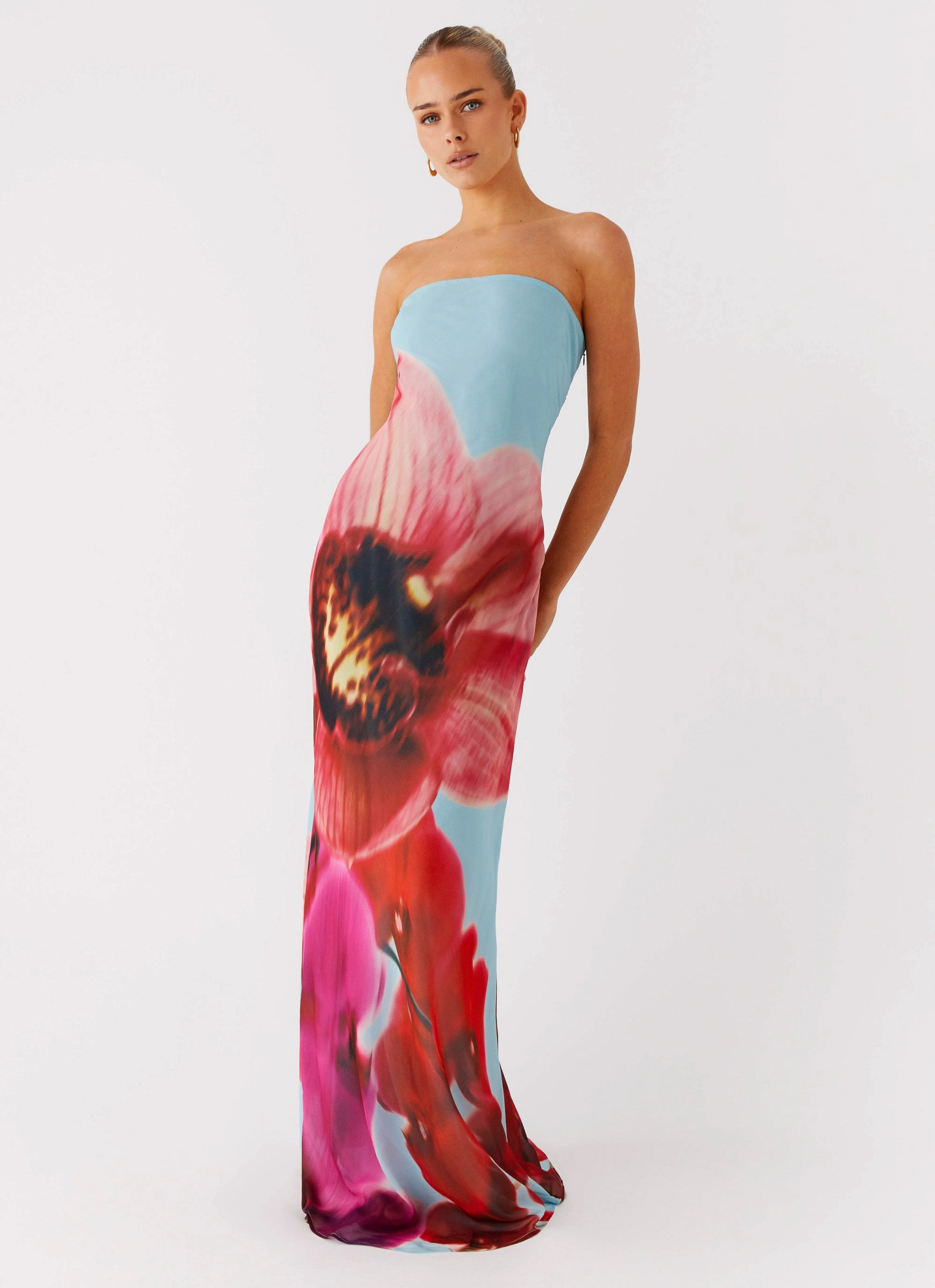 Amelle Maxi Dress - Turquoise Bloom Summer Staple Zip Ease