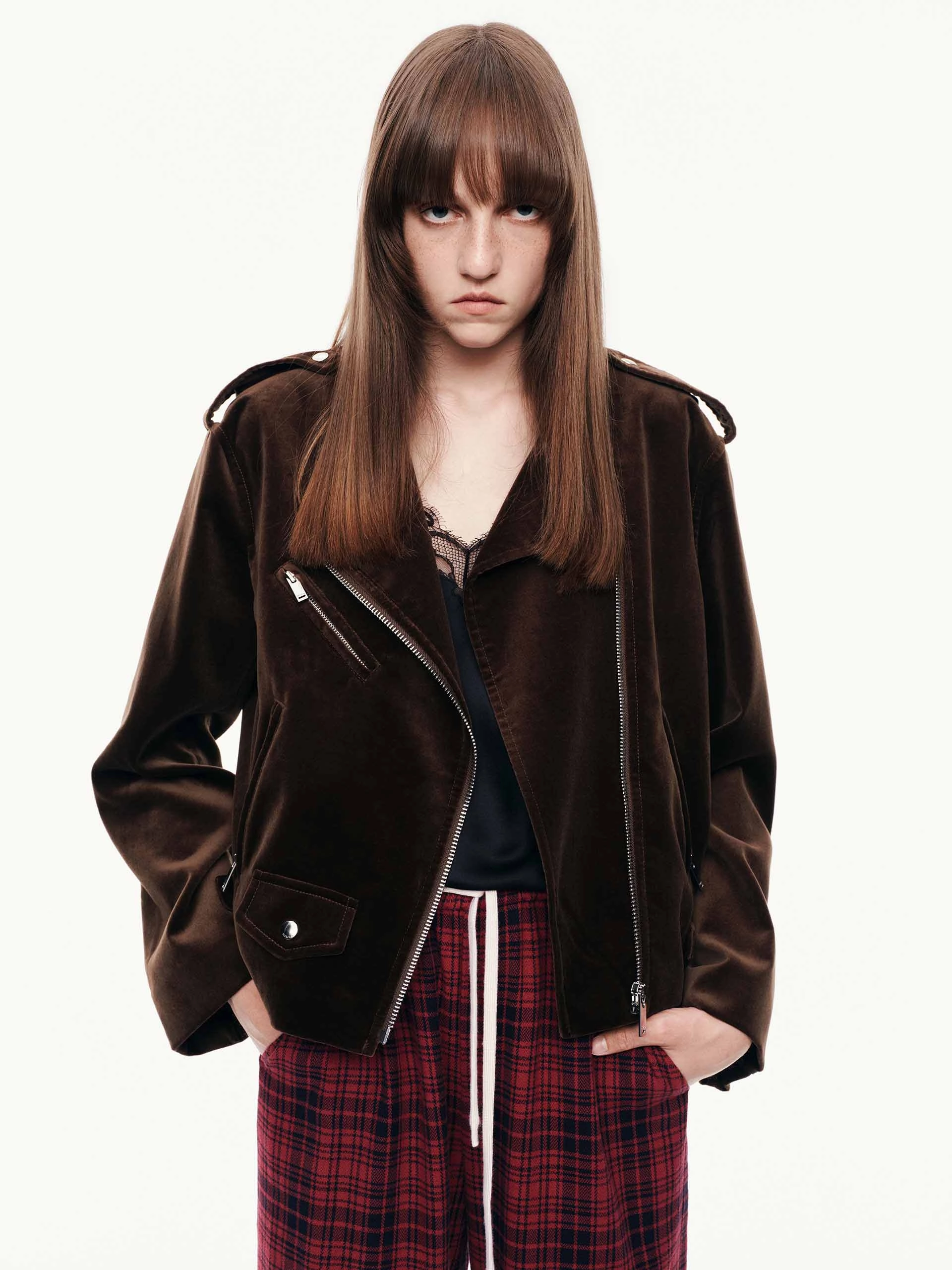 Cotton Zipper Biker Jacket