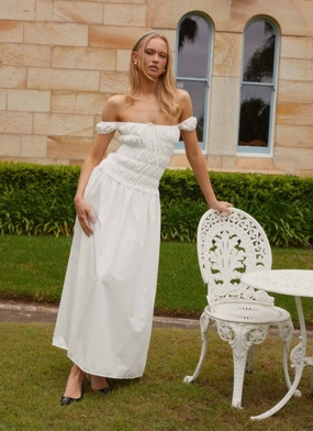 Countryside Off Shoulder Maxi Dress - Ivory Capsule Ready Countryside Off Shoulder Maxi Dress - Ivory Simple Ease