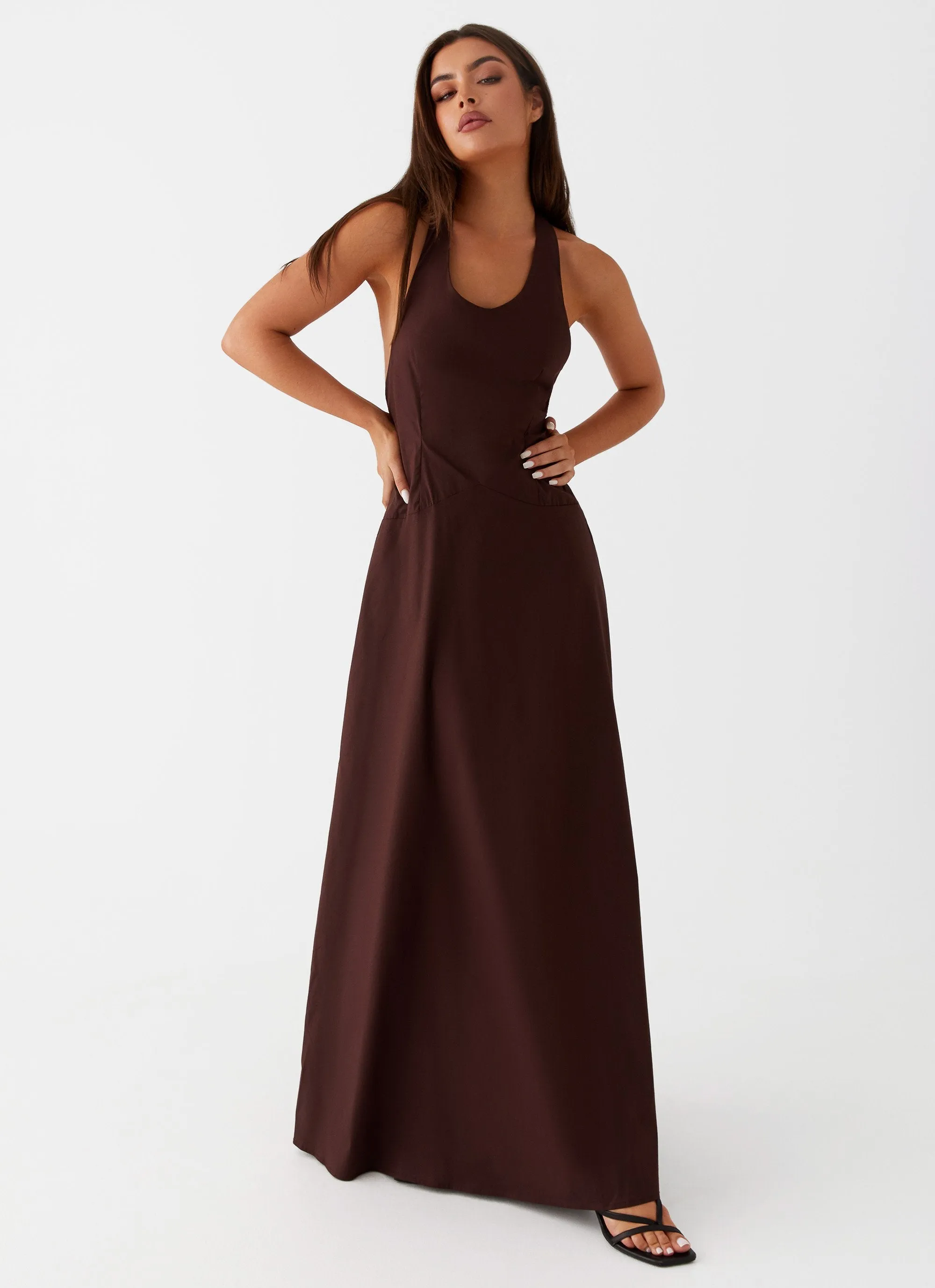 Vestige Maxi Dress - Chocolate Flexible Material Tagless label