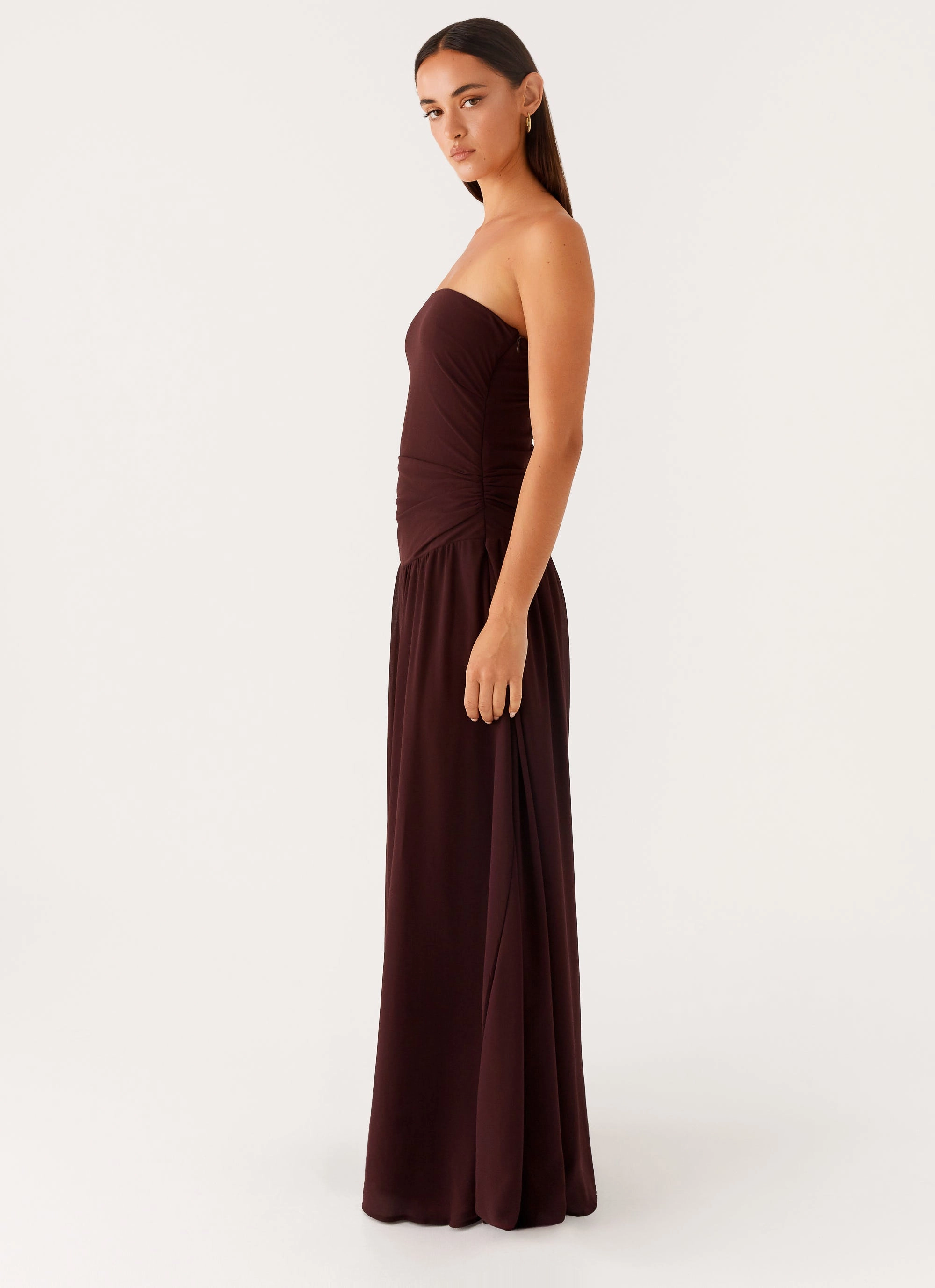Covia Strapless Maxi Dress - Dark Chocolate Light Wear Trendy Everyday