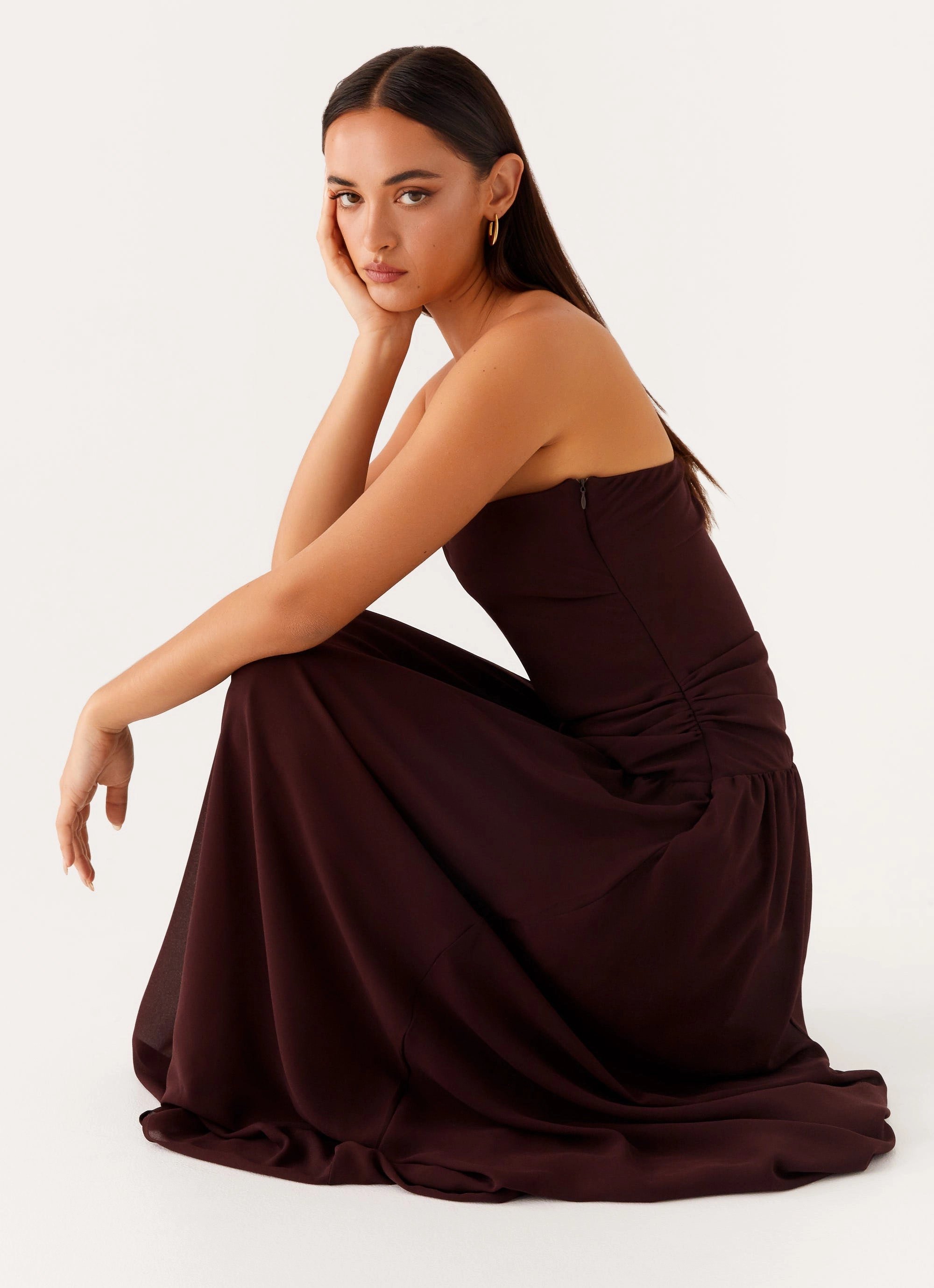 Covia Strapless Maxi Dress - Dark Chocolate Dreamy Look Pop Texture