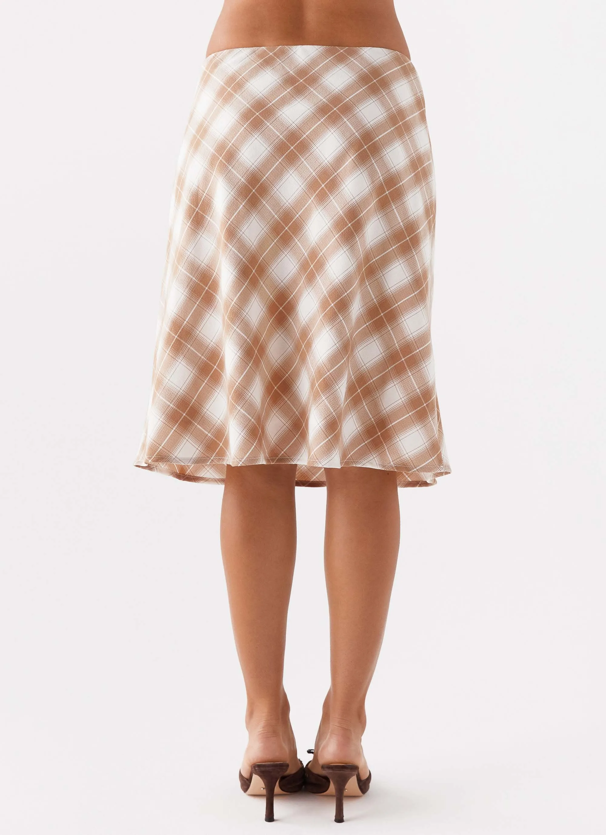 Andie Midi Skirt - Brown/White Plaid Custom made Smart Edge