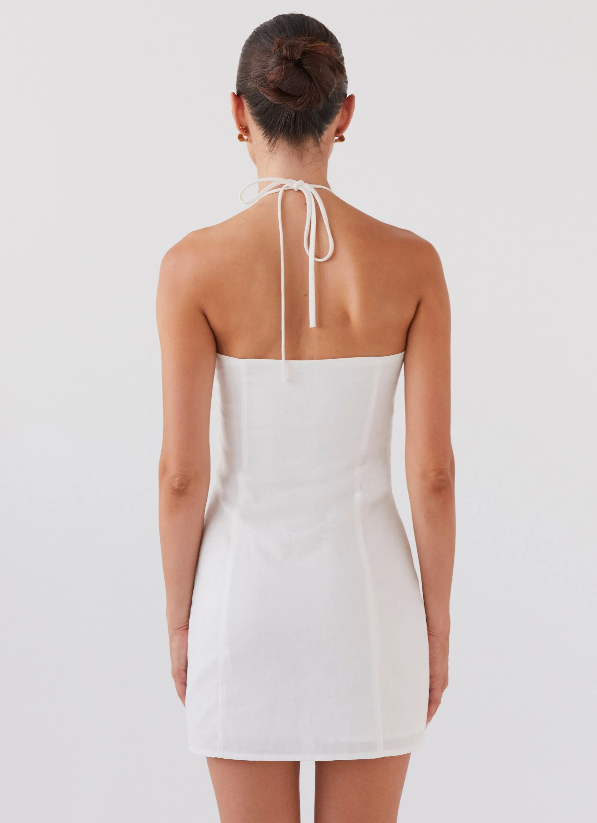 Comfort Fit Wrinkle Free Care Island Echoes Linen Mini Dress - White