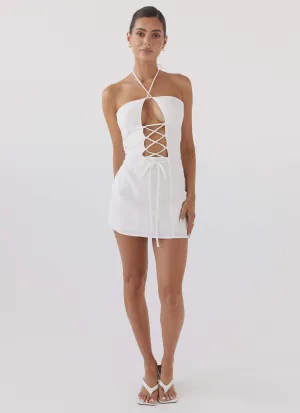 Corporate Wear Island Echoes Linen Mini Dress - White