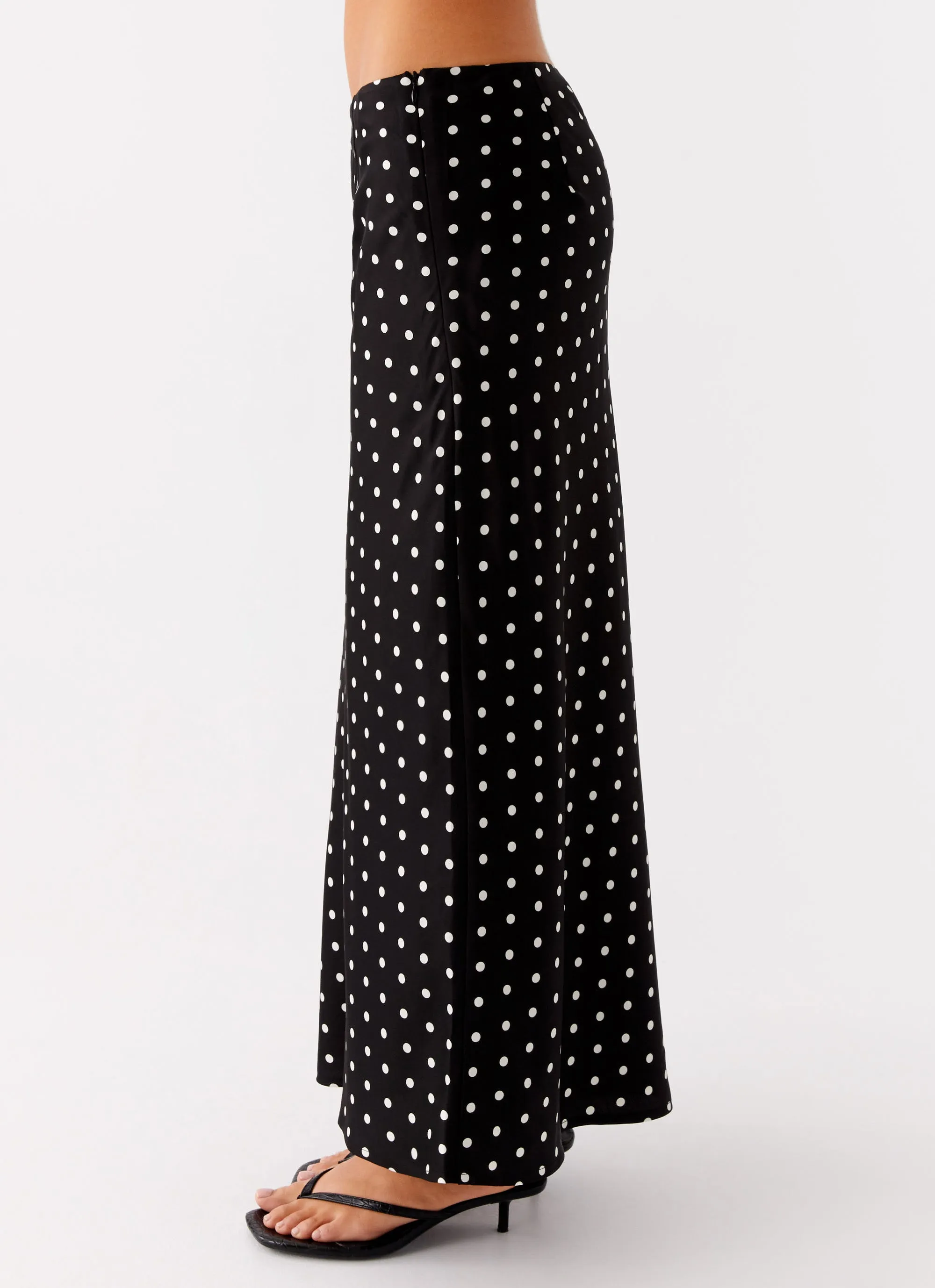 Breanne Midi Skirt - Black Polka Dot Chill Tones Floor Length
