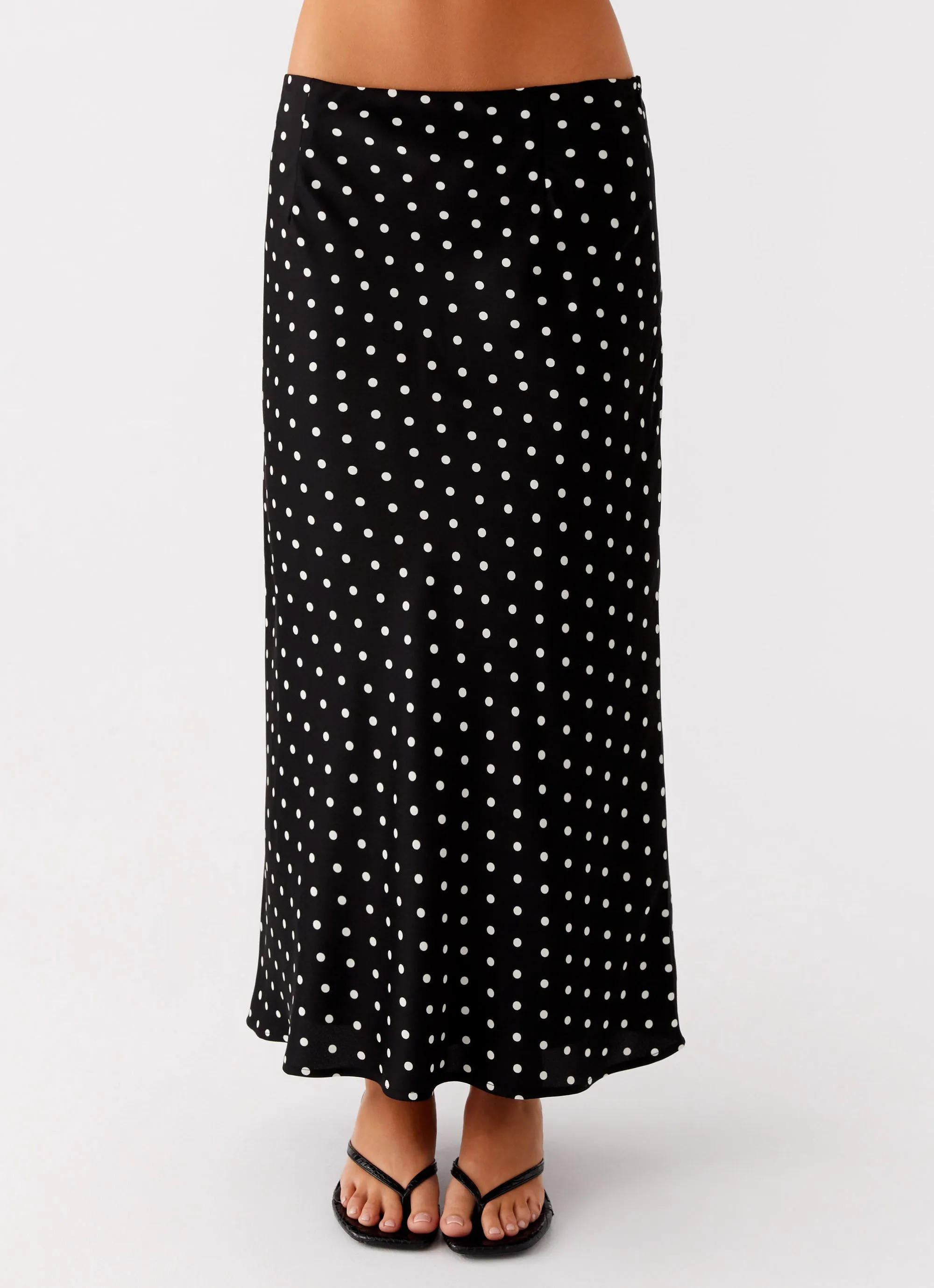 City Mood Breanne Midi Skirt - Black Polka Dot