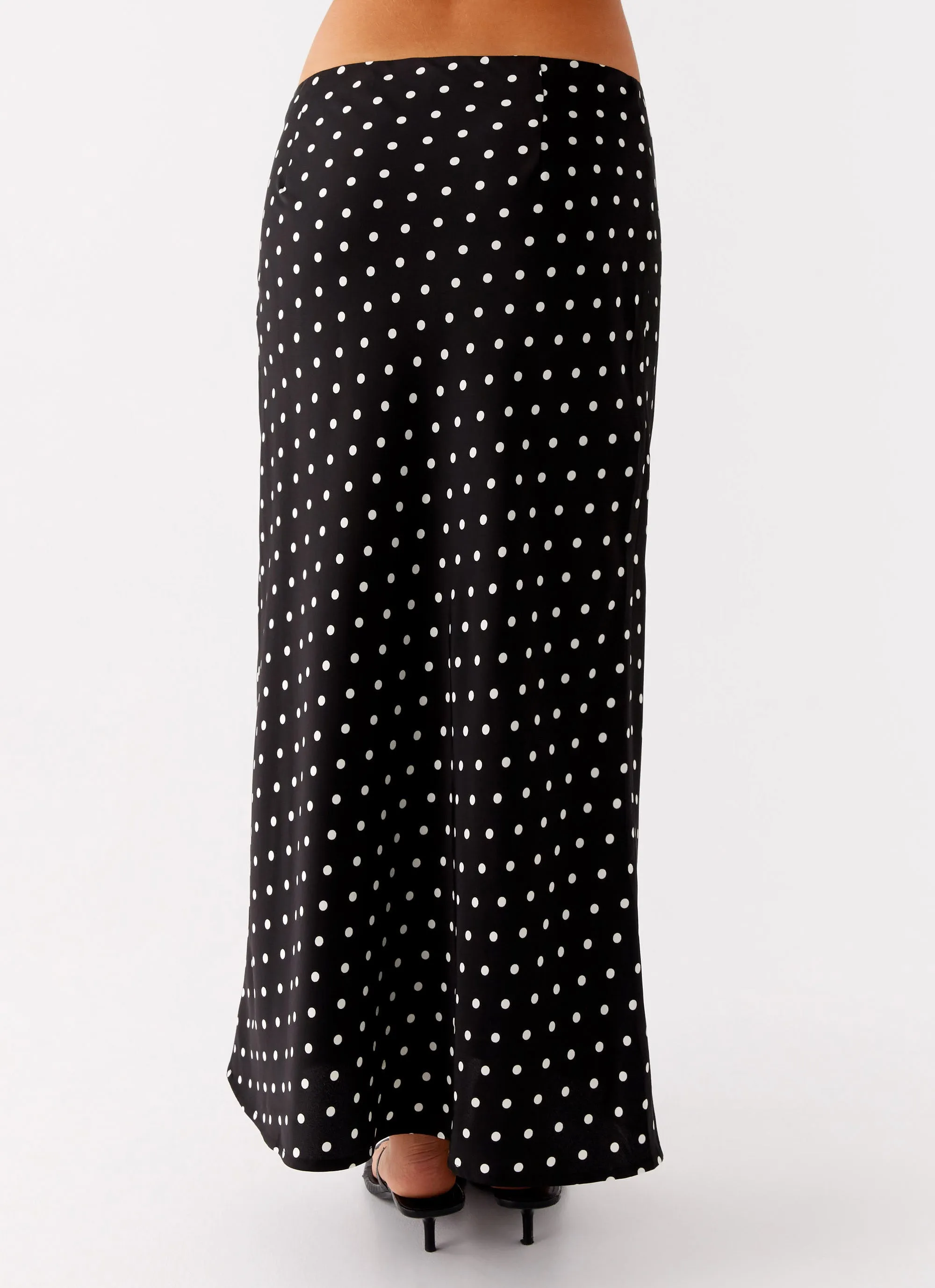 Breanne Midi Skirt - Black Polka Dot Slip Resistant Waistband