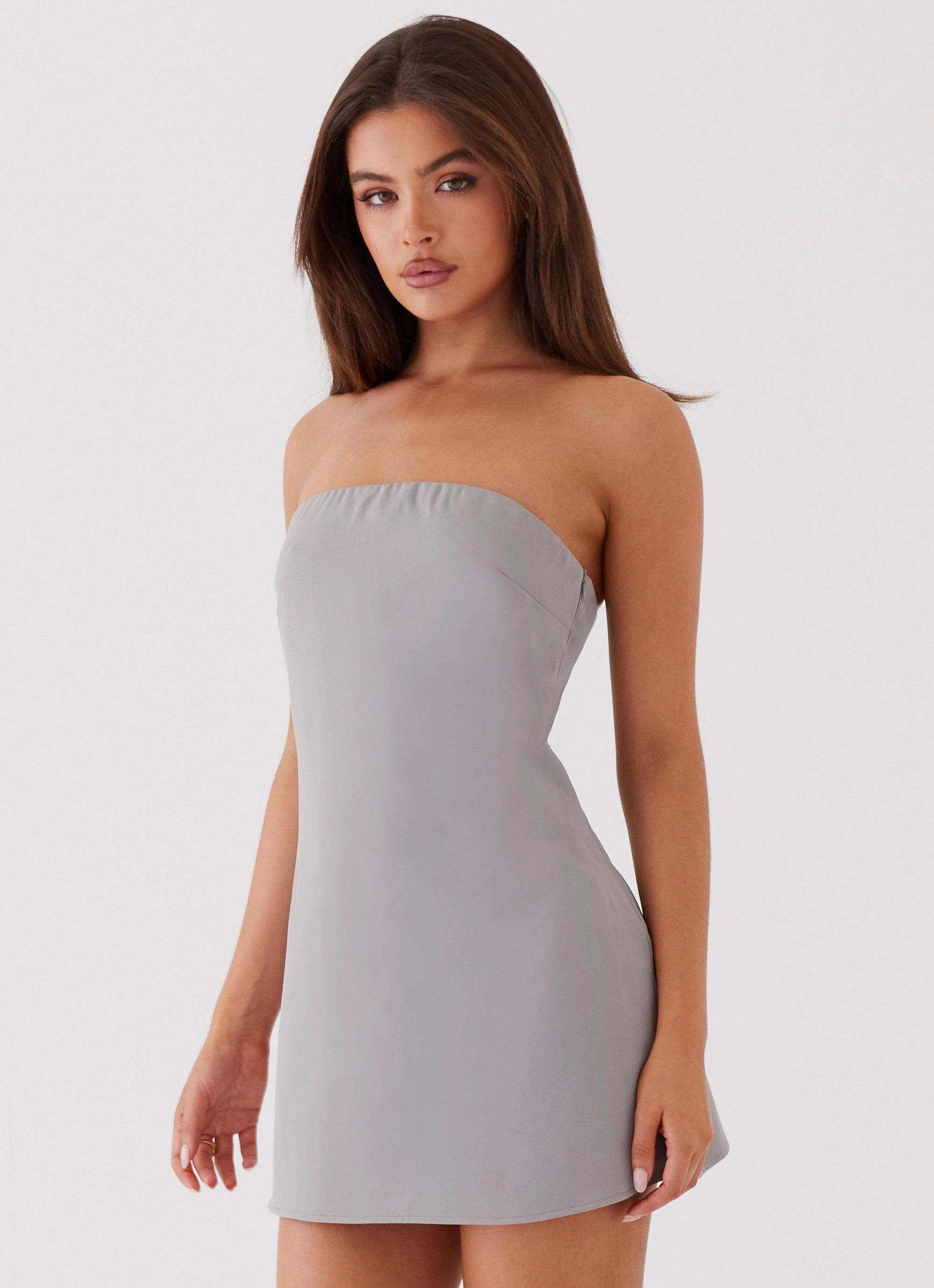 Timeless Piece Subtle Finish Rachel Strapless Mini Dress - Grey