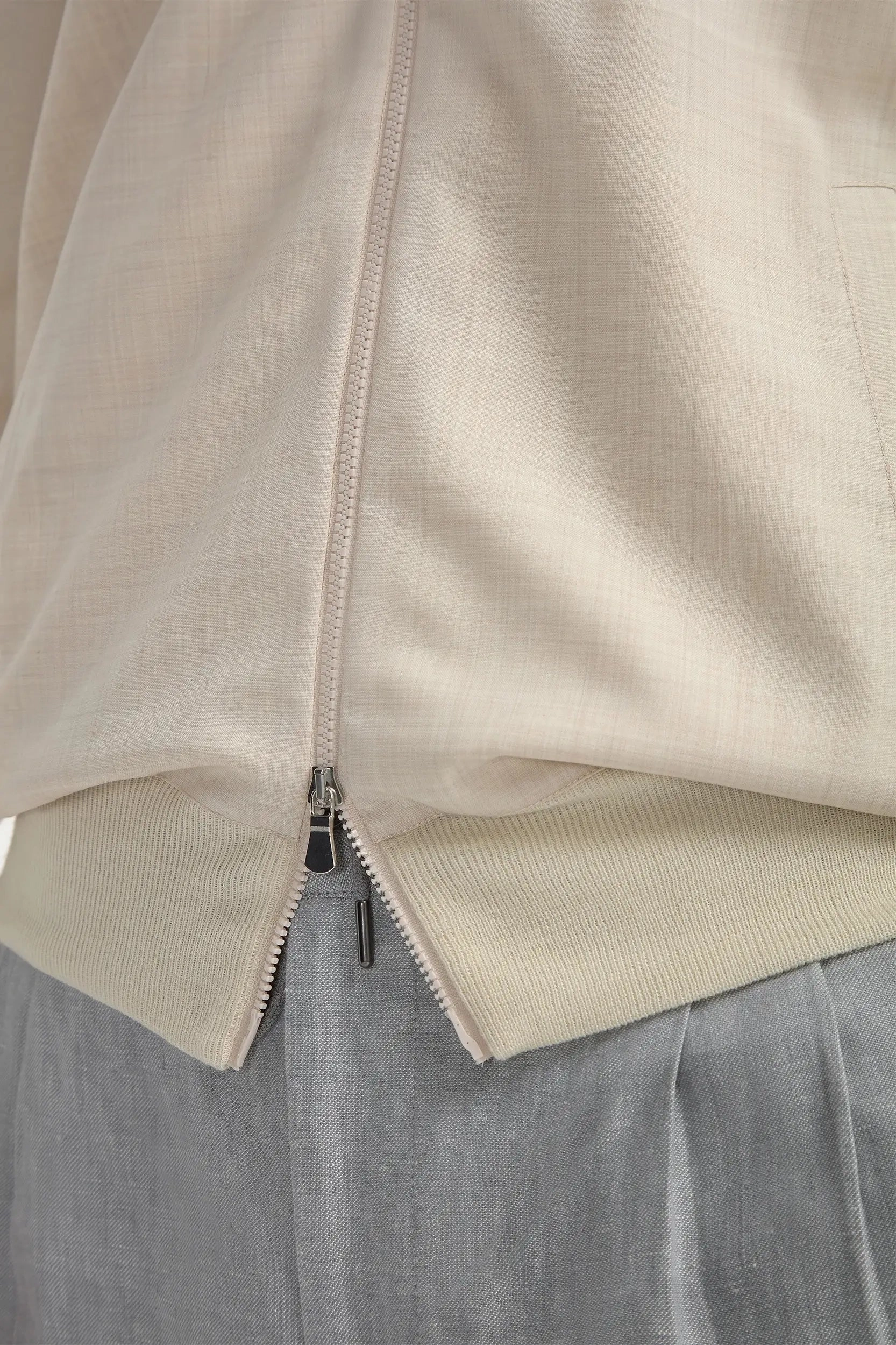 Cream wool & knit bomber - Made in Italy