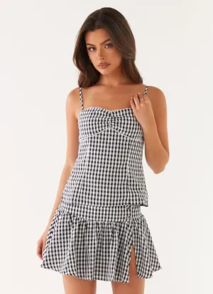 Casual Comfort Light Fabric Bellamy Mini Skirt - Black Gingham
